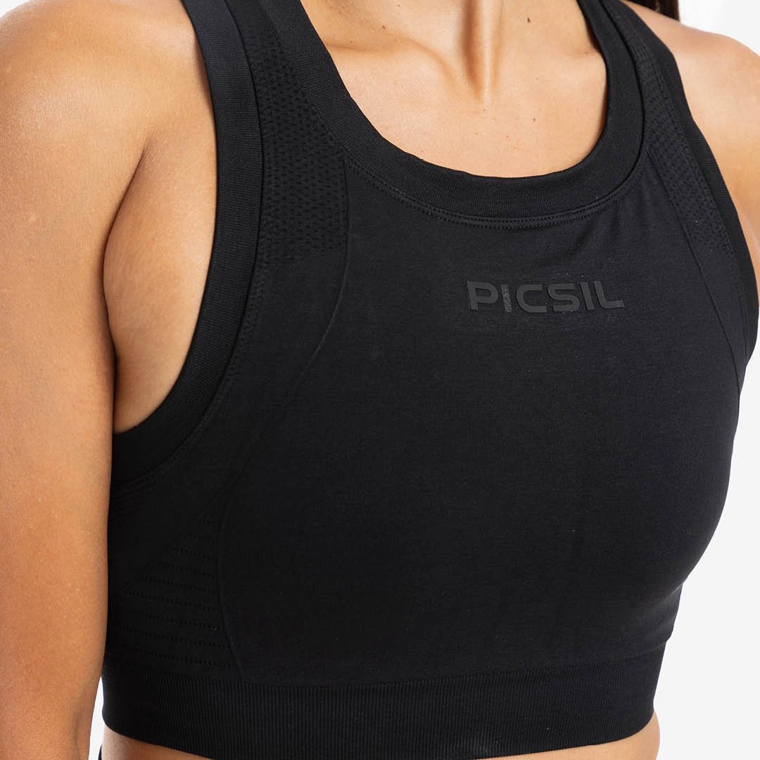 Top de entrenamiento de mujer Seamless Picsil - Negro Negro-6