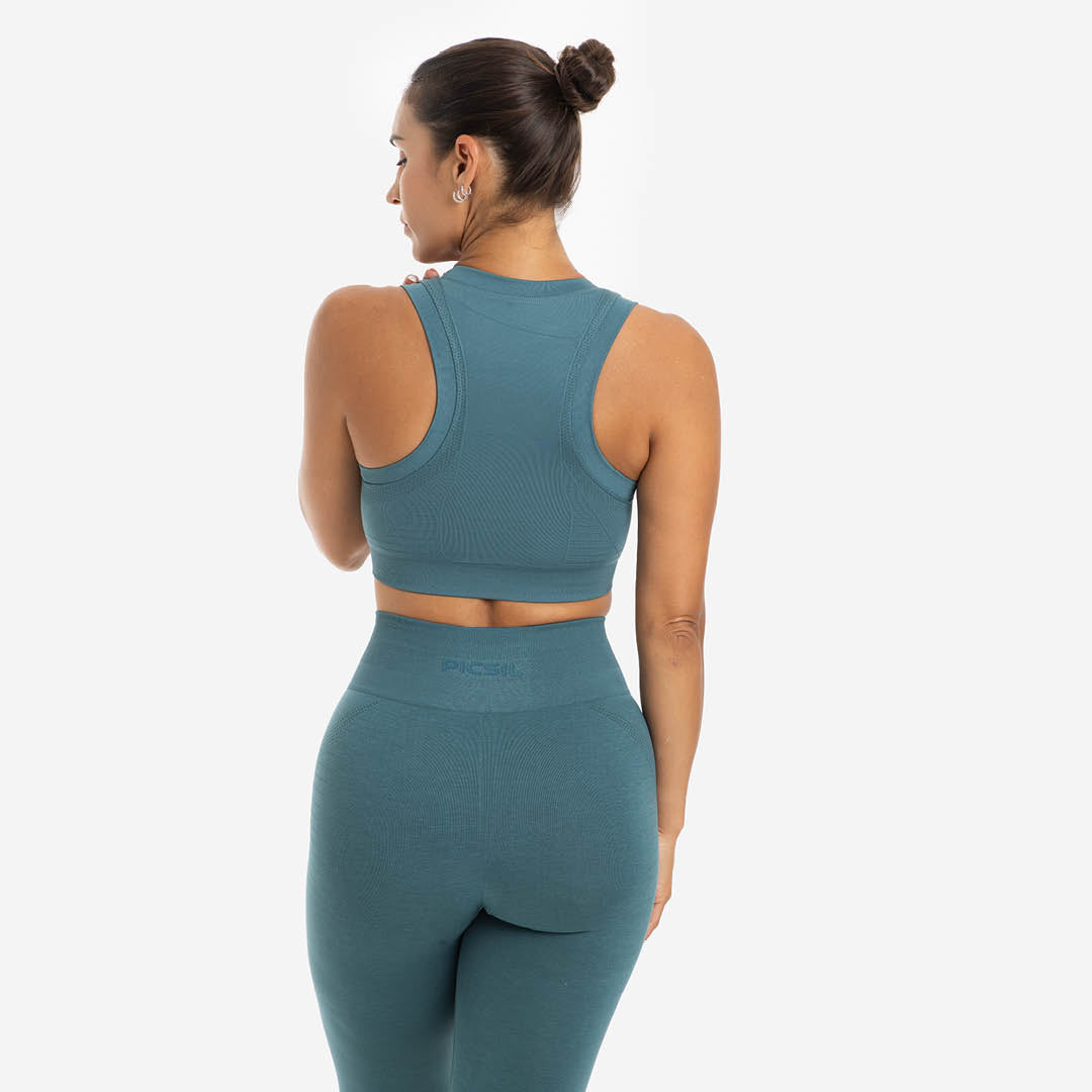 Top de entrenamiento de mujer Seamless Picsil - Turquesa Turquesa-2
