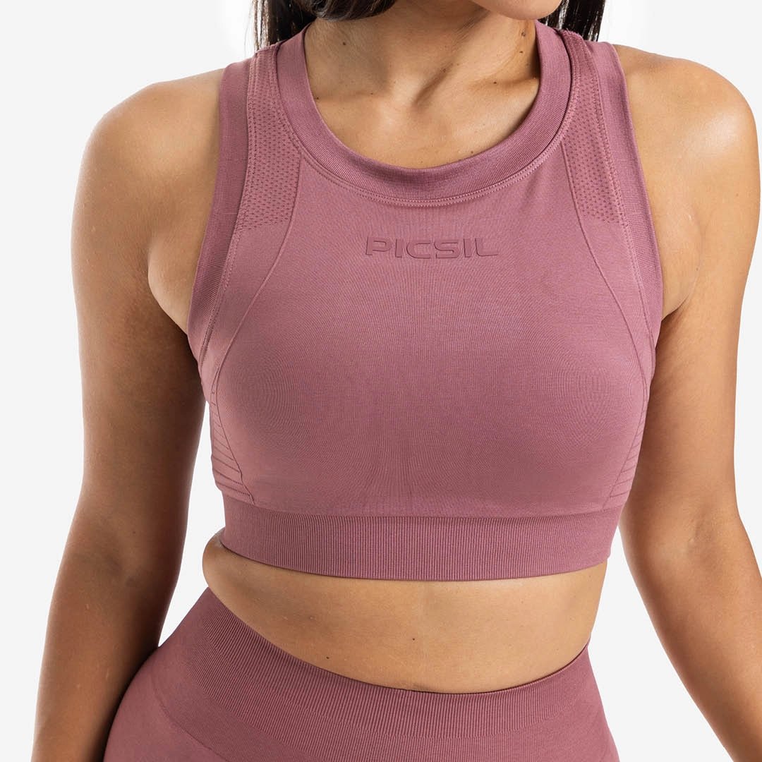 Top de entrenamiento de mujer Seamless Picsil - Rosa Rosa-5