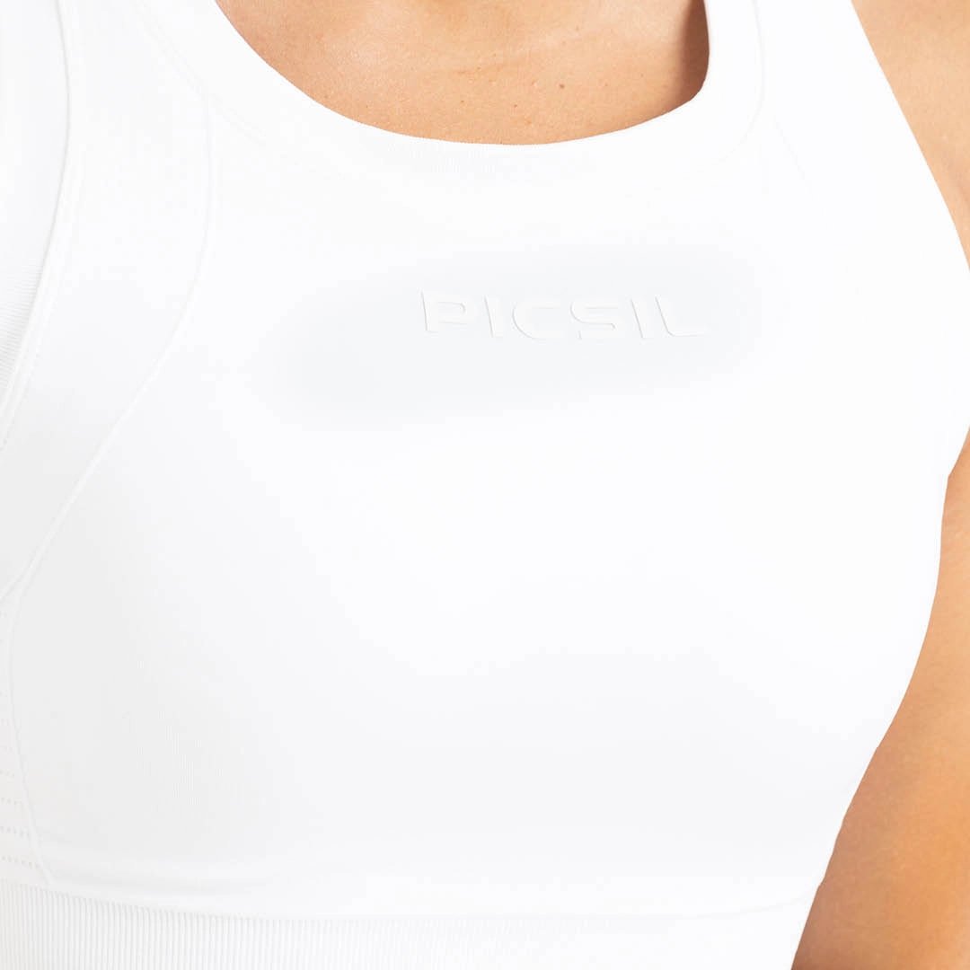 Top de entrenamiento de mujer Seamless Picsil - Blanco Blanco-5