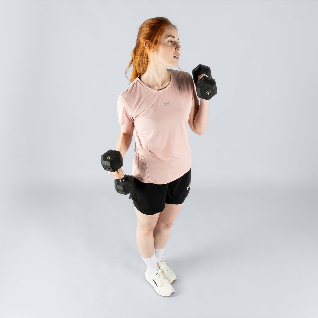 Camiseta técnica de entrenamiento Mujer Colección Rise Picsil - Rosa claro Rosa claro-2