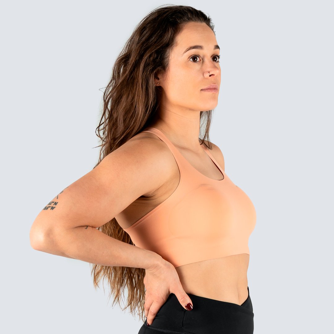 Top deportivo de mujer Comfort Colección Rise Picsil - Naranja claro Naranja claro-2