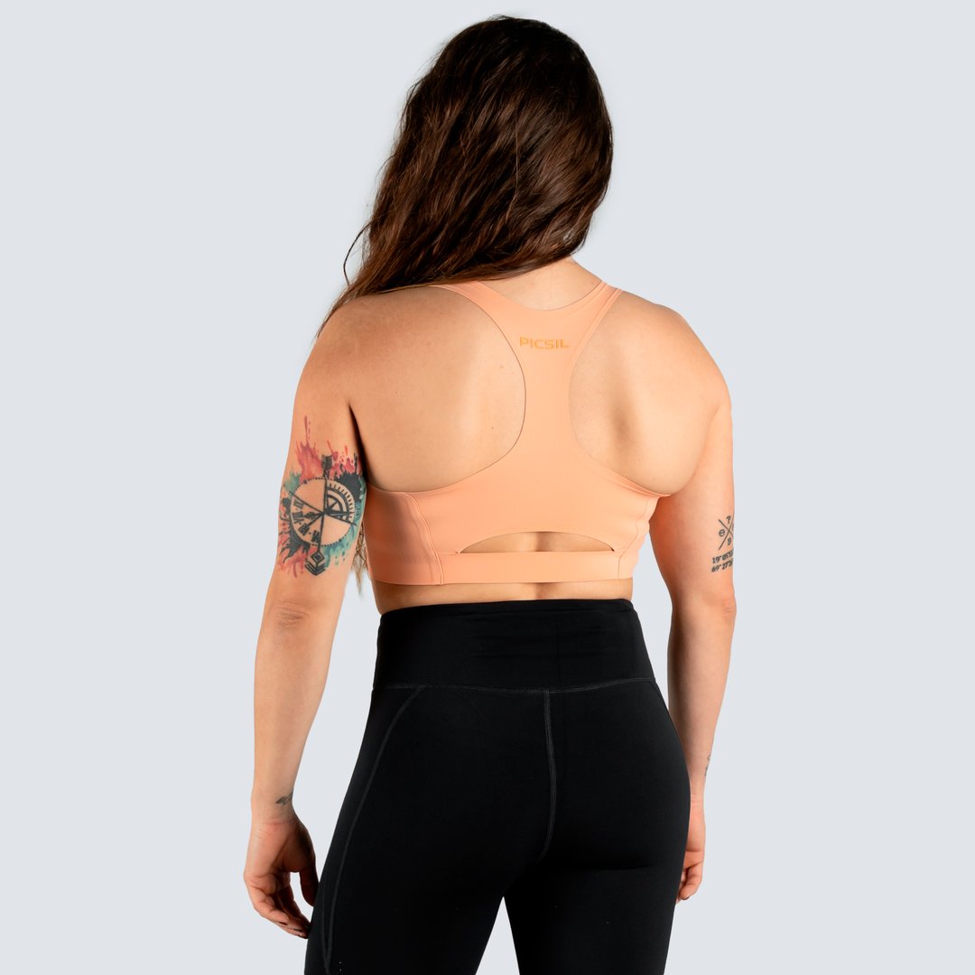 Top deportivo de mujer Comfort Colección Rise Picsil - Naranja claro Naranja claro-3