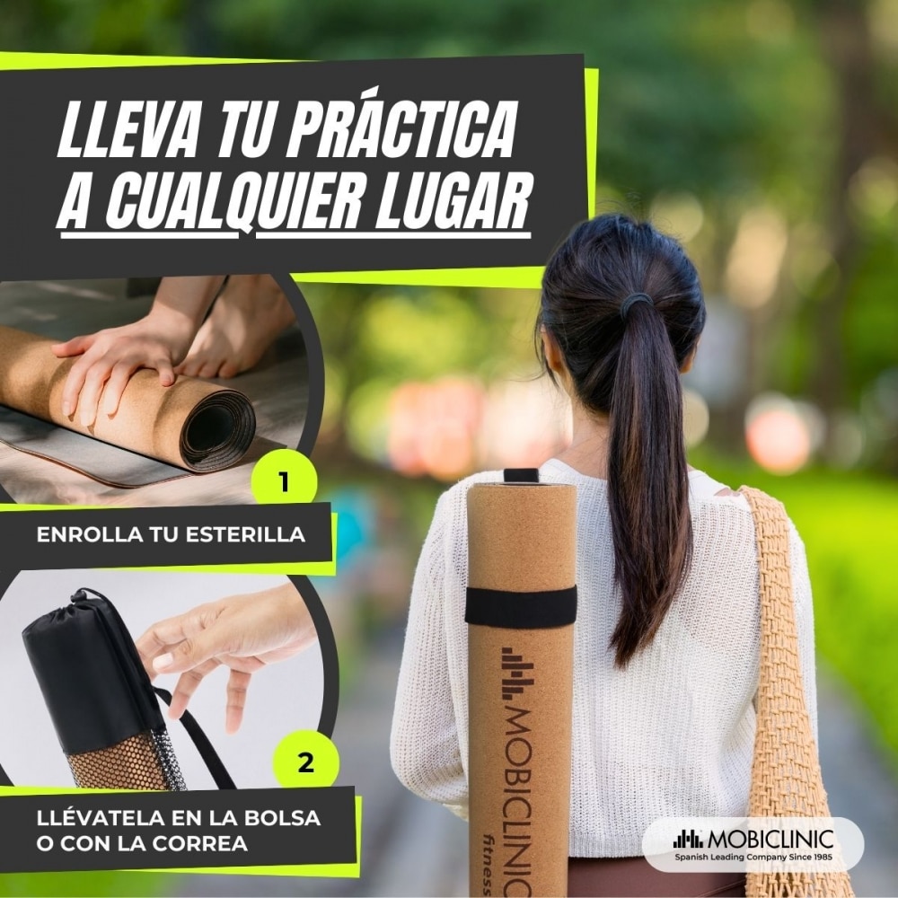 Esterilla de corcho natural TPE reciclable con amortiguación equilibrada y diseño con mandalas Mobiclinic Marrón-5