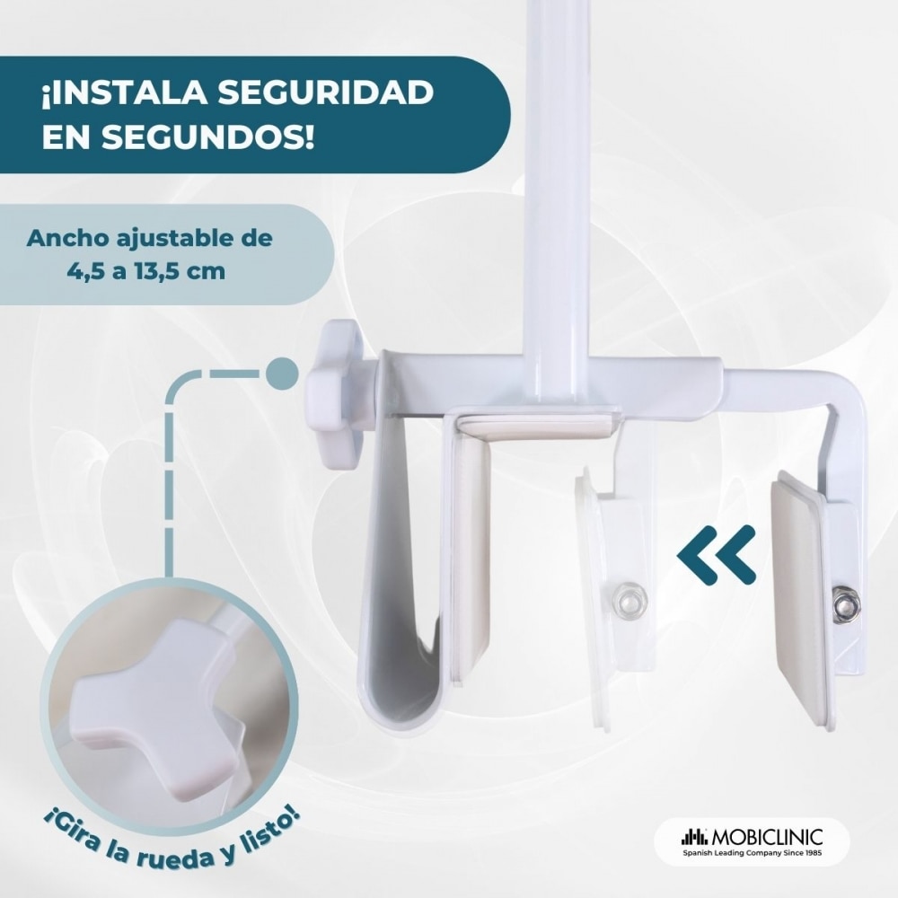 Barra de apoyo para bañera Mobiclinic Barra de seguridad Altura regulable 7,5-17,8 cm MobiBary Blanco-4