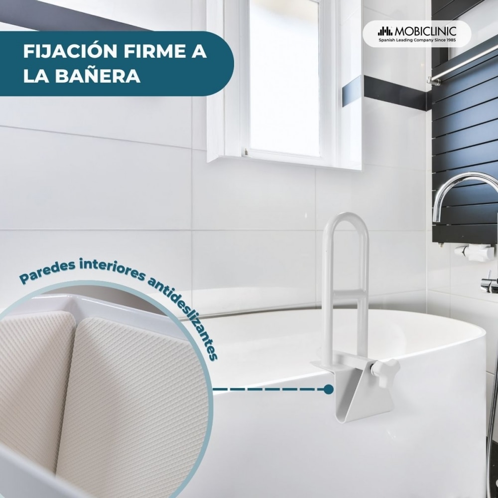 Barra de apoyo para bañera Mobiclinic Barra de seguridad Altura regulable 7,5-17,8 cm MobiBary Blanco-5