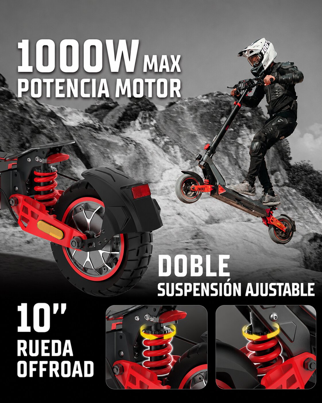 Patinete eléctrico ZWheel Zwolf - Rojo Rojo-3