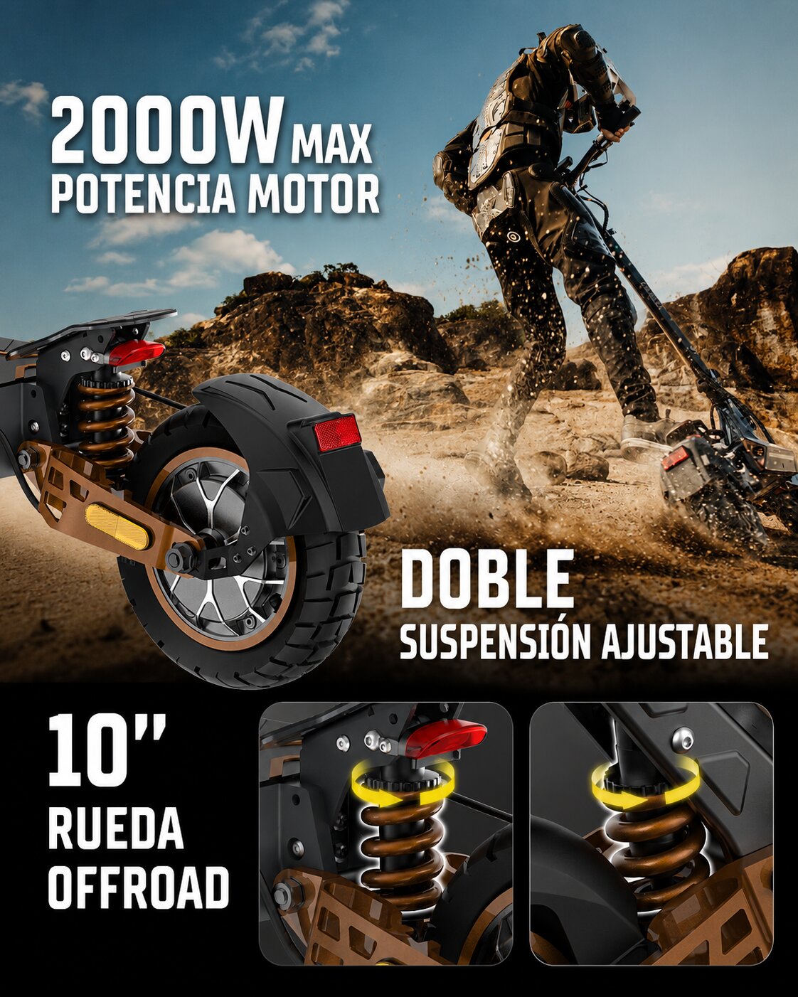 Patinete eléctrico ZWheel ZWolf Duo - Marrón Marrón-3