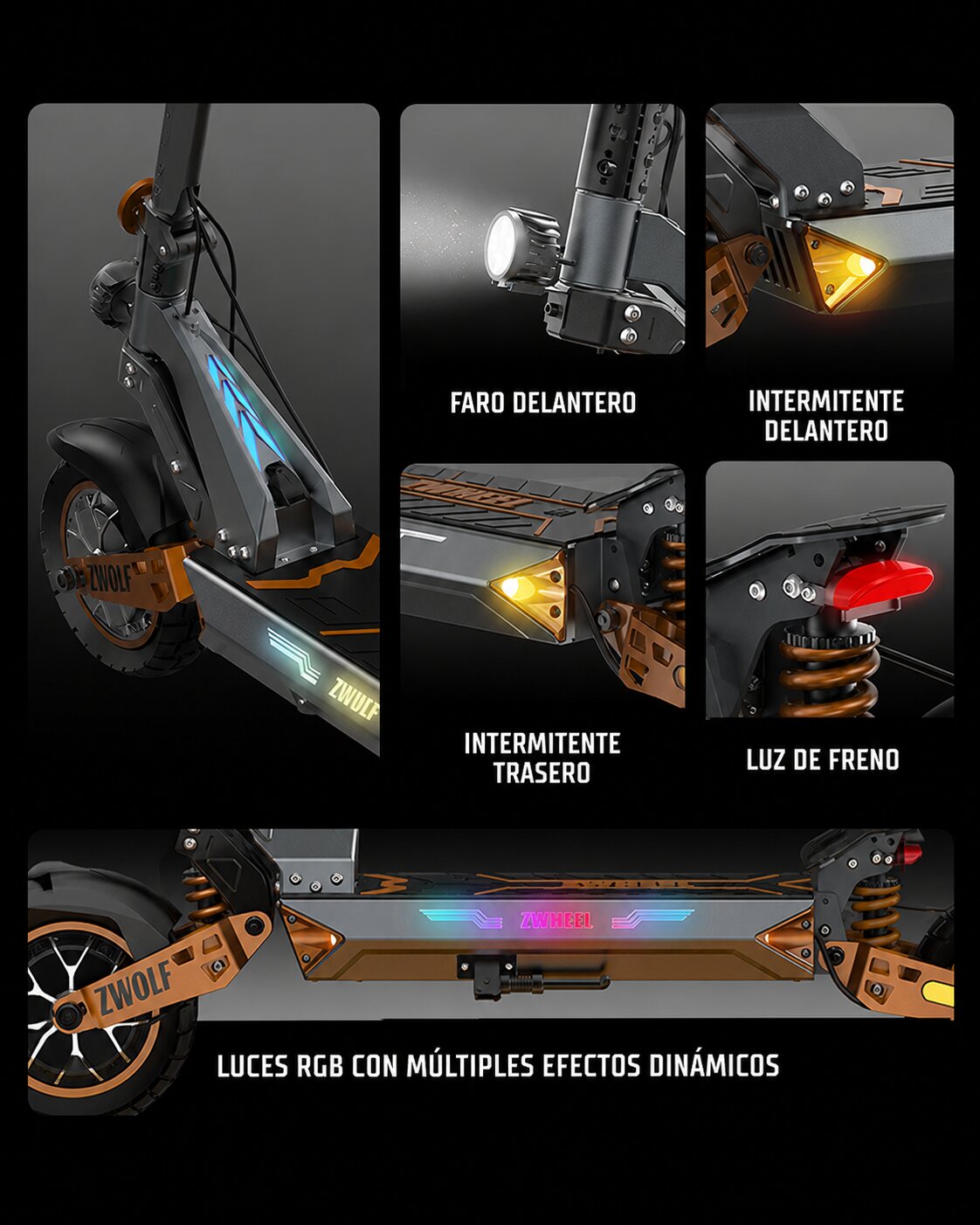 Patinete eléctrico ZWheel ZWolf Duo - Marrón Marrón-5
