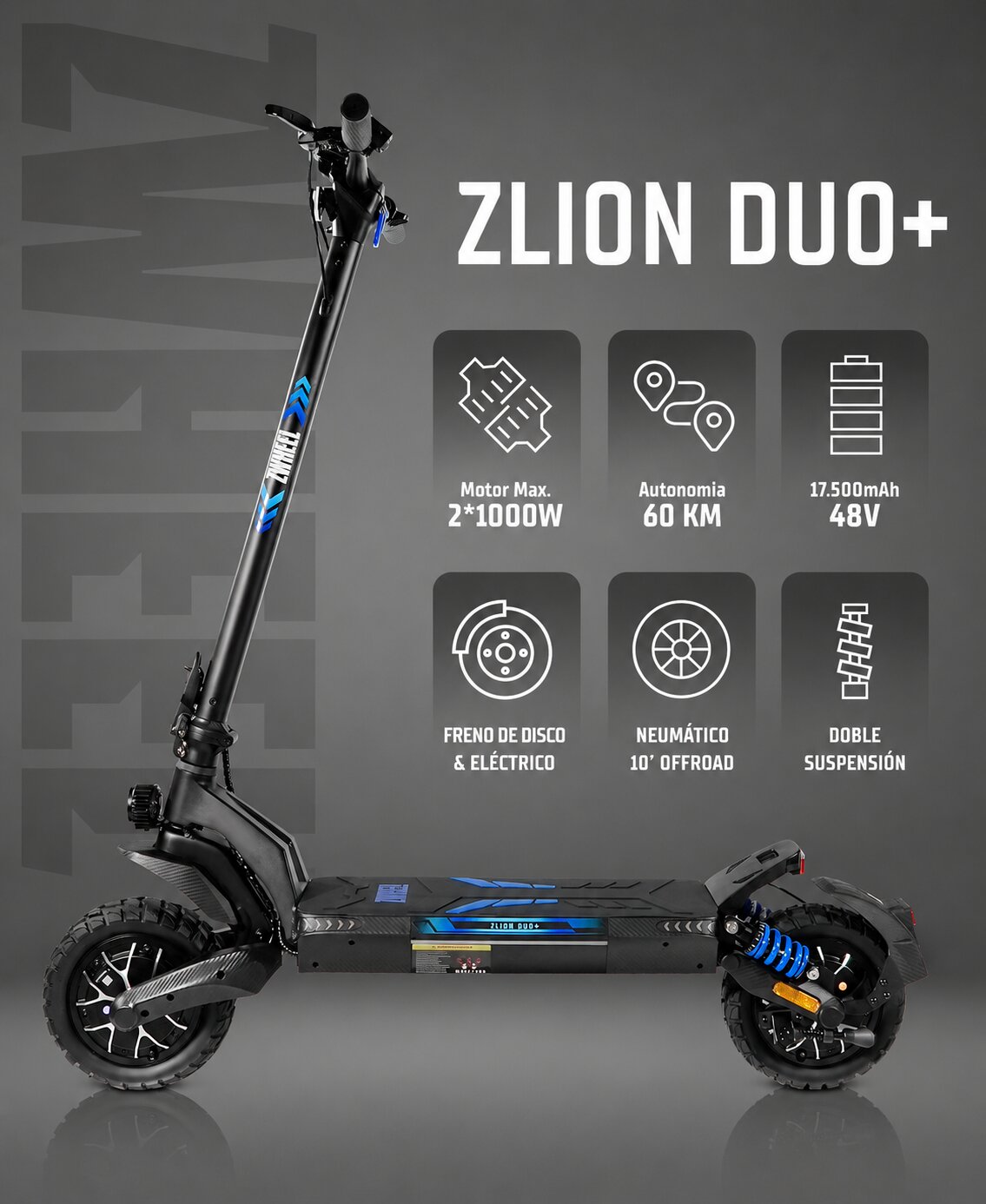 Patinete eléctrico ZWheel ZLion Duo - Negro Negro-2