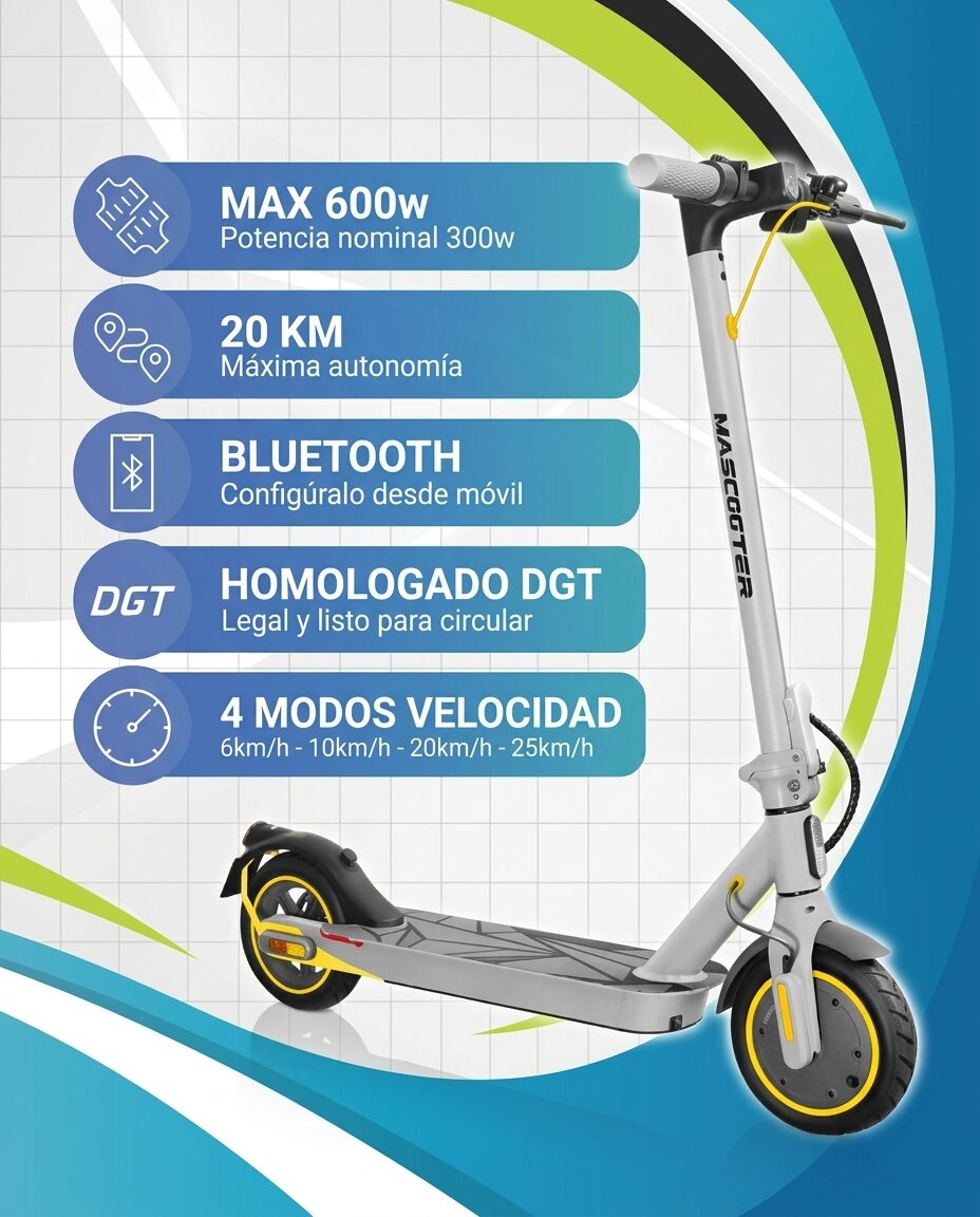 Imagen 4 de Patinete eléctrico s1 reckless lite mascooter - Gris / Amarillo Gris / Amarillo
