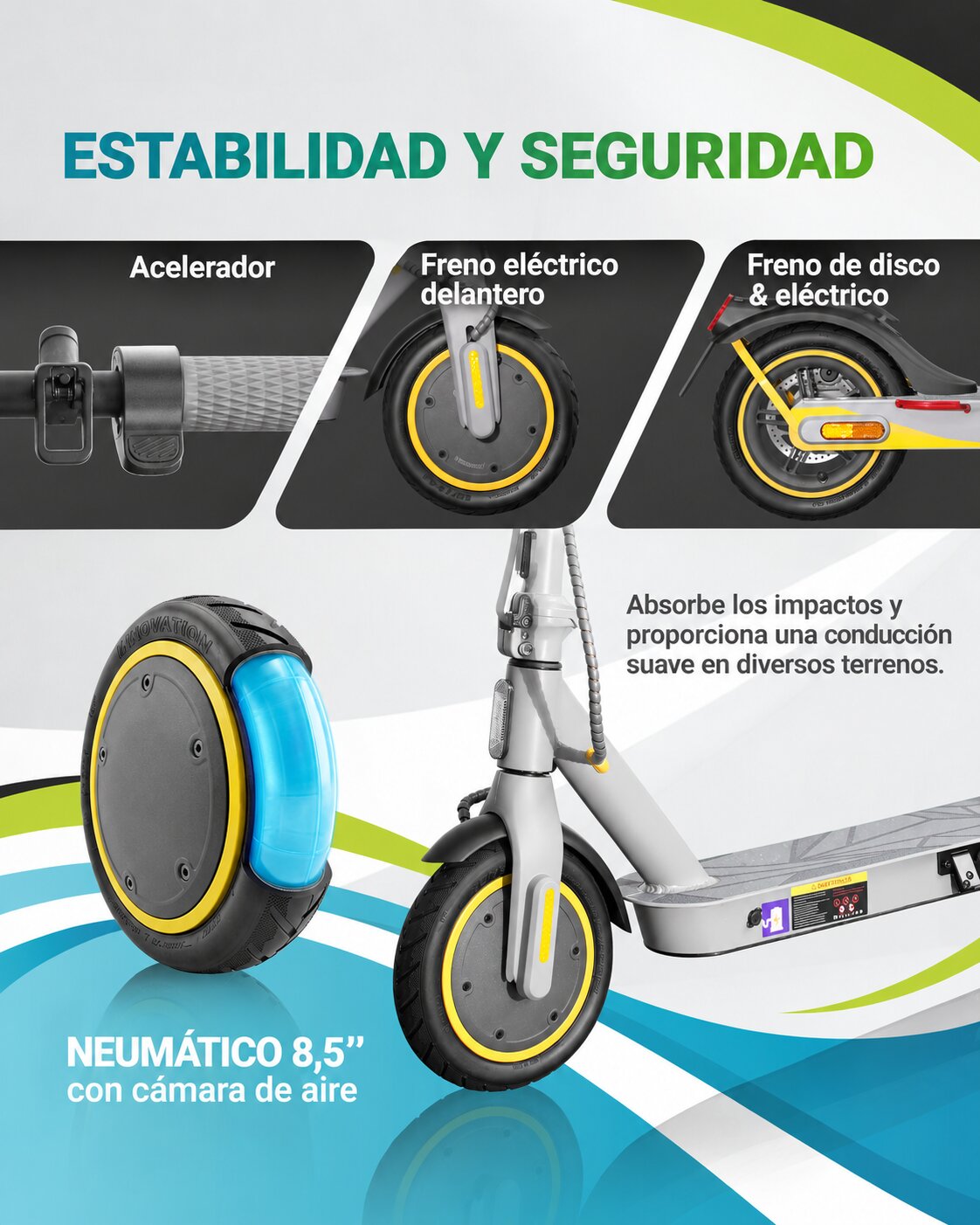 Imagen 5 de Patinete eléctrico s1 reckless lite mascooter - Gris / Amarillo Gris / Amarillo