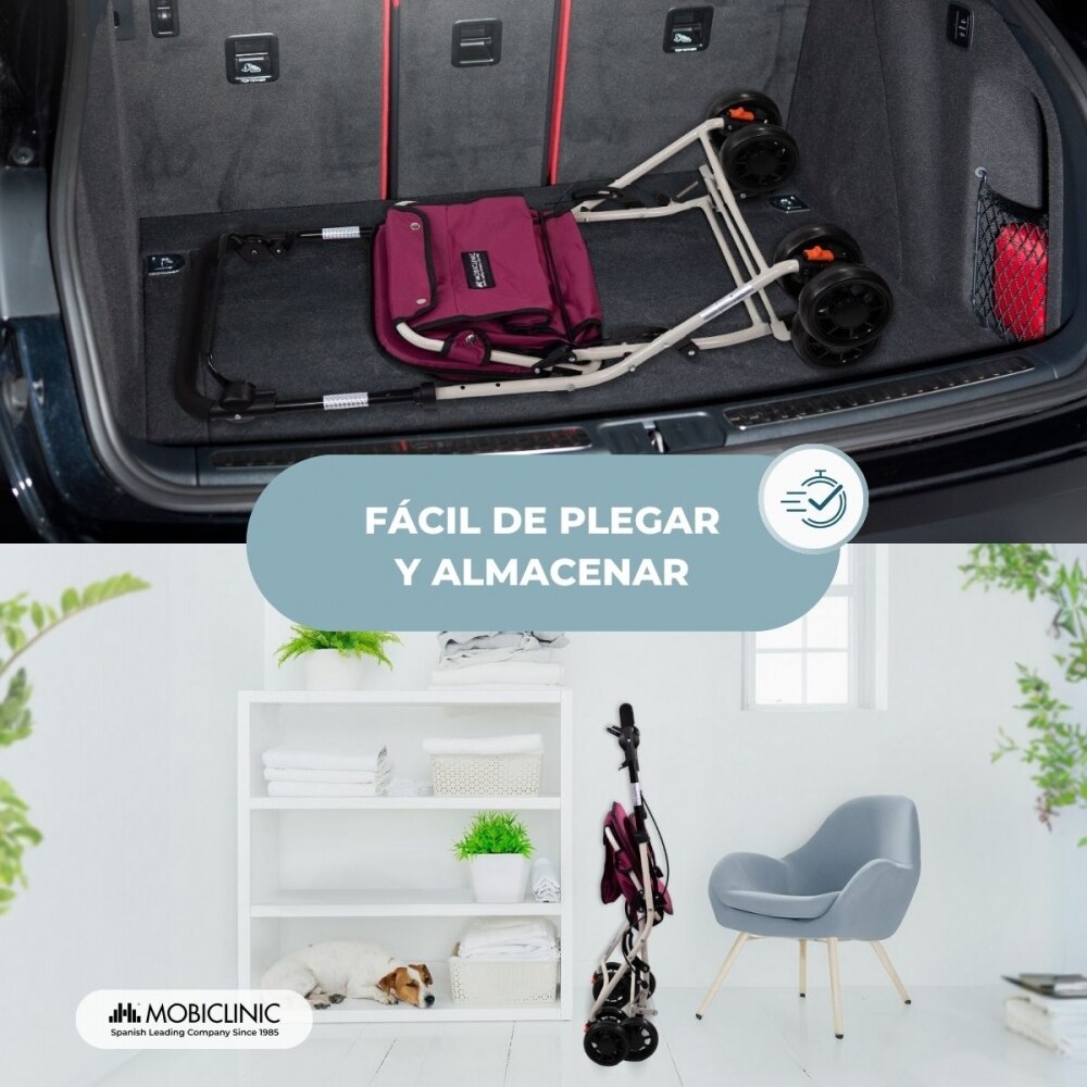 Carro compra andador plegable con bolsa fucsia Coliseo Mobiclinic Fucsia-5