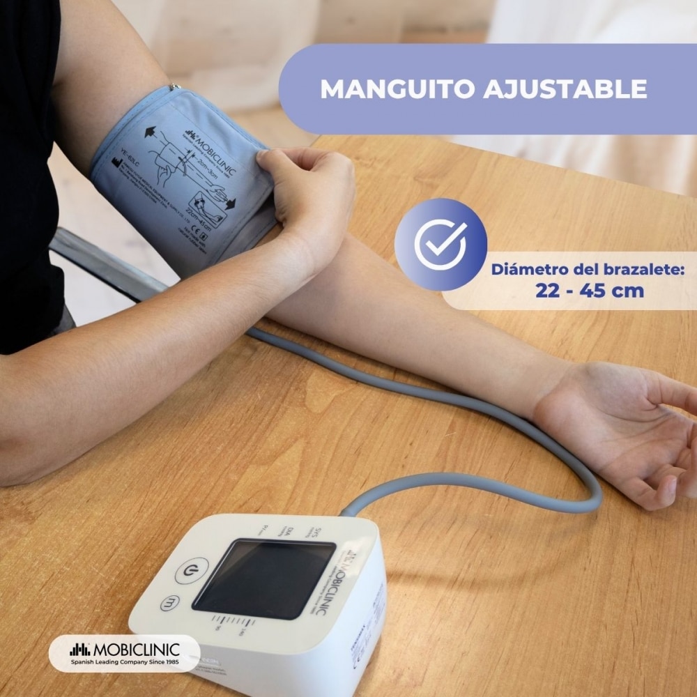 Tensiómetro digital Brazo Brazalete Automático Pantalla LCD 90 memorias Tensimax Yuwell Mobiclinic Blanco-6