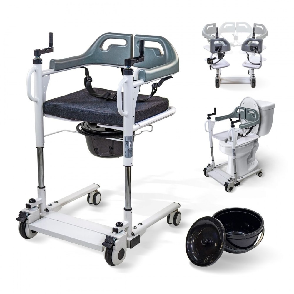 Silla de transferencia con inodoro Altura regulable Estructura resistente y ligera Willy Mobiclinic Blanco-1