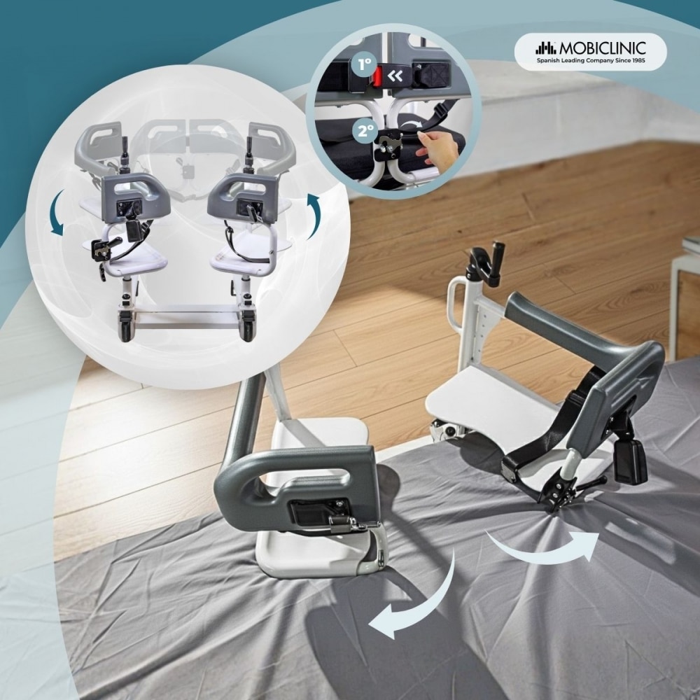 Silla de transferencia con inodoro Altura regulable Estructura resistente y ligera Willy Mobiclinic Blanco-5