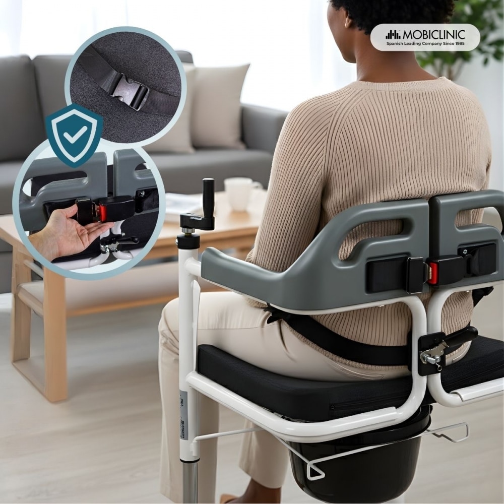 Silla de transferencia con inodoro Altura regulable Estructura resistente y ligera Willy Mobiclinic Blanco-6