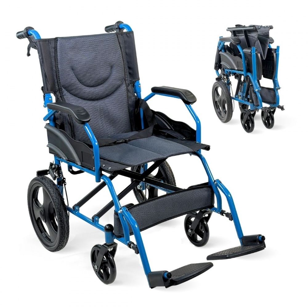 Imagen 0 de Silla de ruedas plegable Manual Acero Reposapiés abatibles Frenos dobles Asiento acolchado Mobiclinic