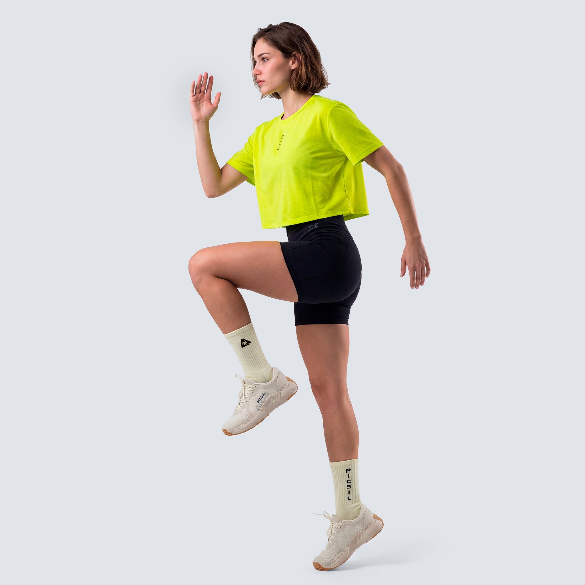 Imagen 4 de Camiseta de manga corta crop para mujer Performance SS26 Picsil - Amarillo Amarillo