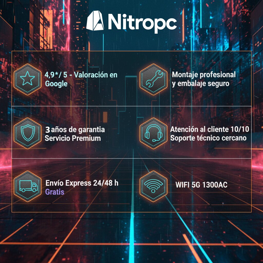 Sobremesa Gaming Nitropc Pack Extremo Intel Core i7 12700K, RTX 5060 8GB, 32GB DDR4, 1 TB M2, Win11 PRO, Accesorios + monitor 27" QHD 180Hz IPS - Negro Negro-4
