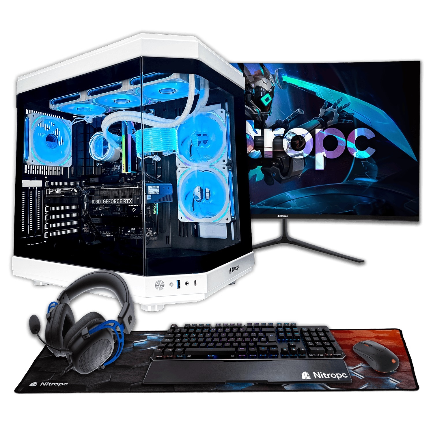NitroPc - Sobremesa Gaming Nitropc Pack Boost Intel Core Ultra 7 270K+, RTX 5070 Ti 16GB, 32GB DDR5, 2TB M2, Win11 PRO, Accesorios + monitor 27' 4K 165Hz FHD320 IPS.