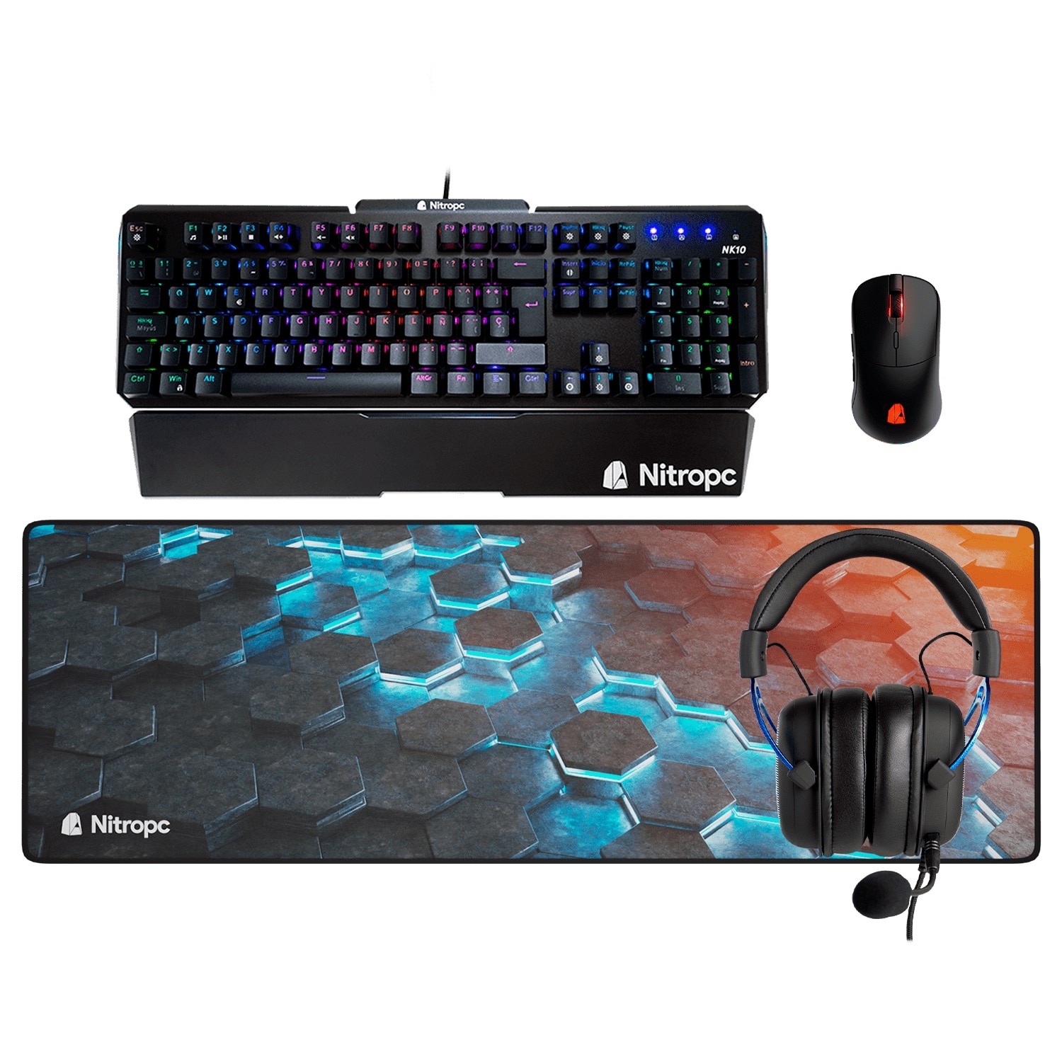 Imagen 8 de Sobremesa Gaming Nitropc Pack Elite Intel Core Ultra 7 270K+, RTX 5070 Ti 16GB, 32GB DDR5, 2TB M2, Win11 PRO, Accesorios + monitor 27" 4K 165Hz FHD320 IPS - Negro Negro