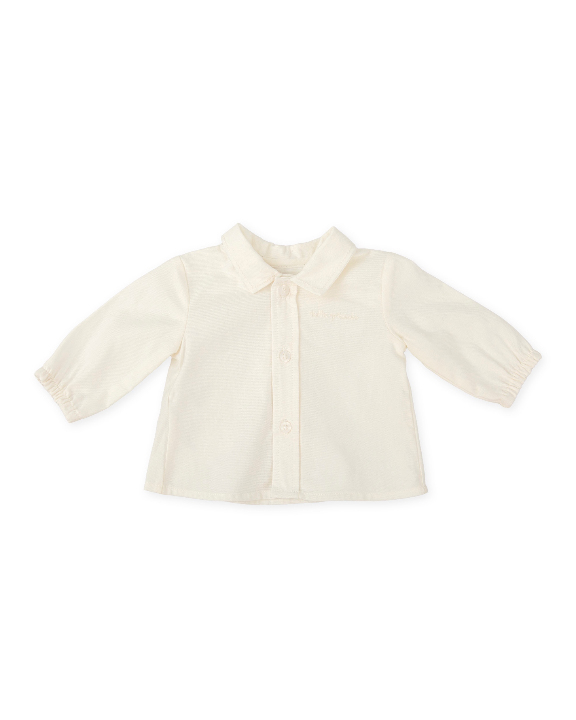 Camisa de bebé niño de algodón con botones - Tutto Piccolo - Crudo Crudo-1