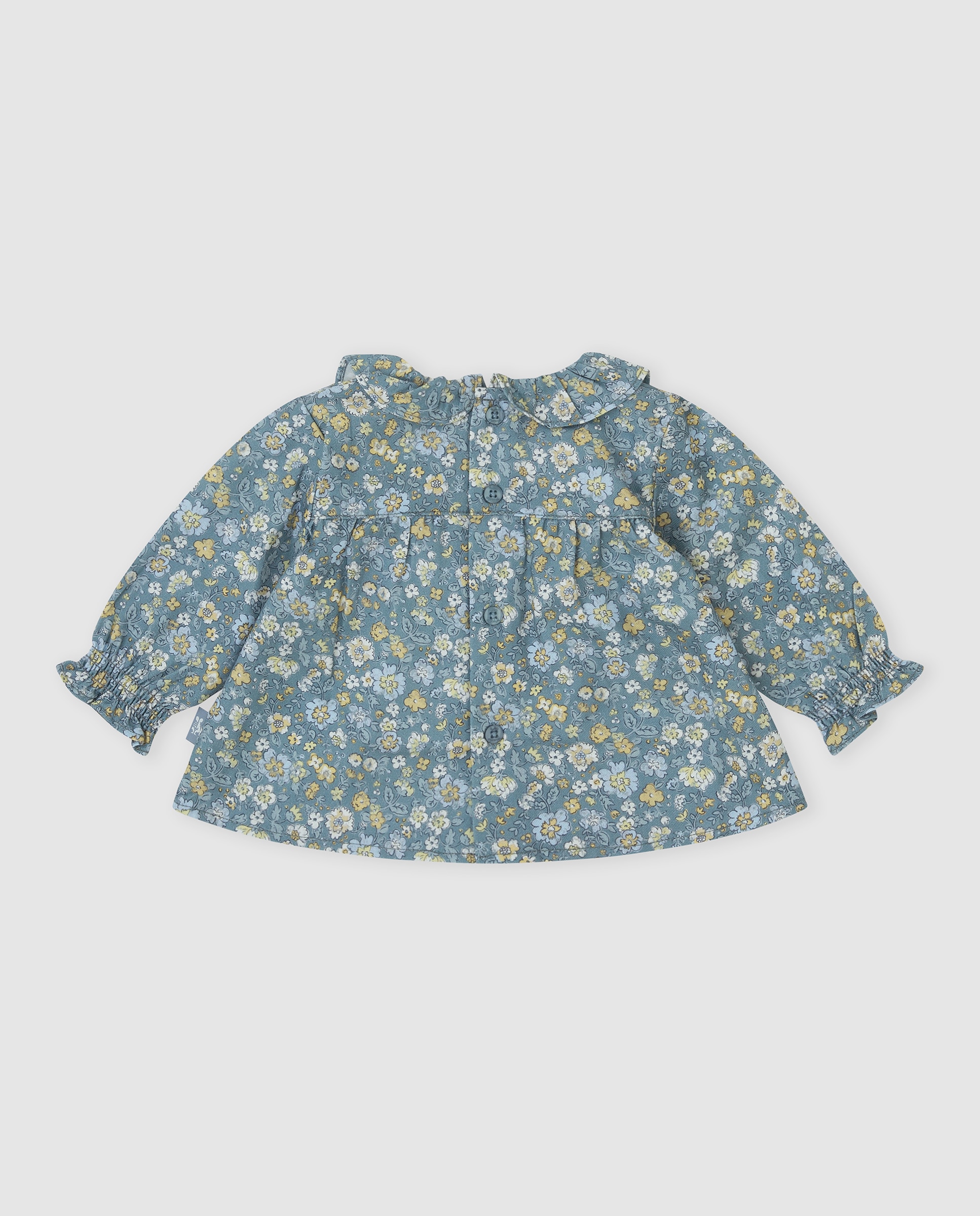 Blusón de niña de flores con volante - Tutto Piccolo - Azul Azul-3