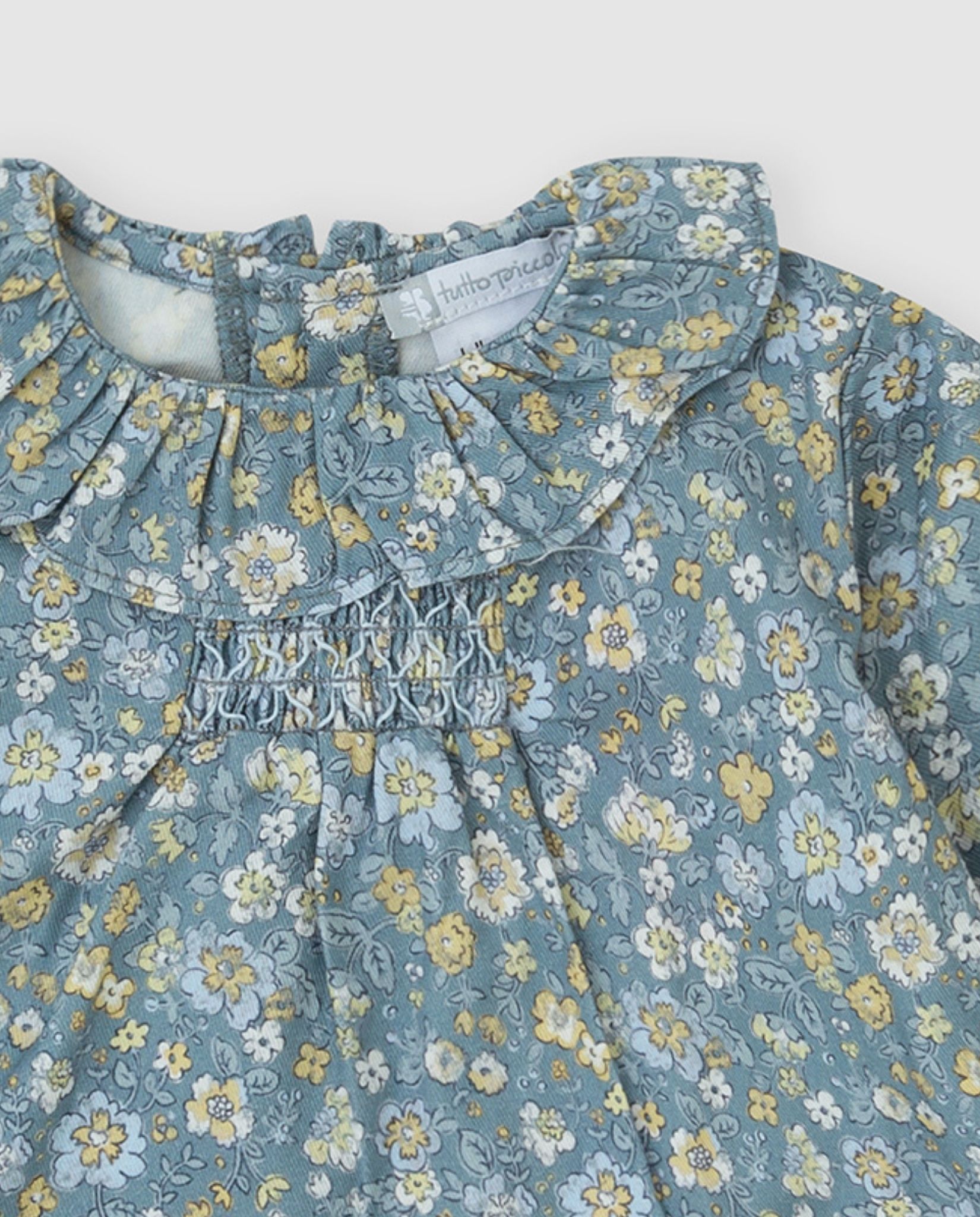 Blusón de niña de flores con volante - Tutto Piccolo - Azul Azul-2