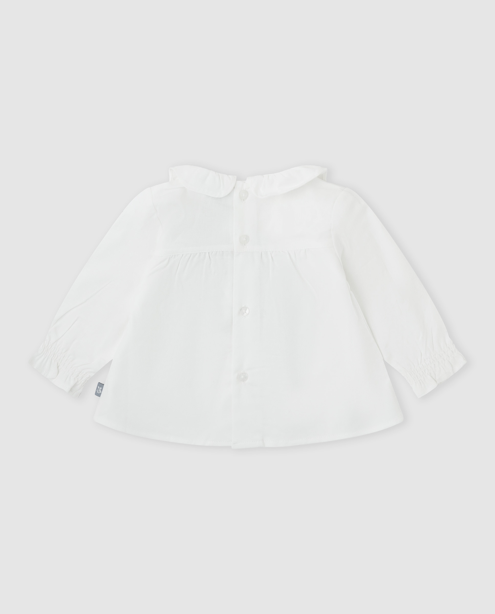 Blusón de niña de algodón con volante - Tutto Piccolo - Blanco roto Blanco roto-3