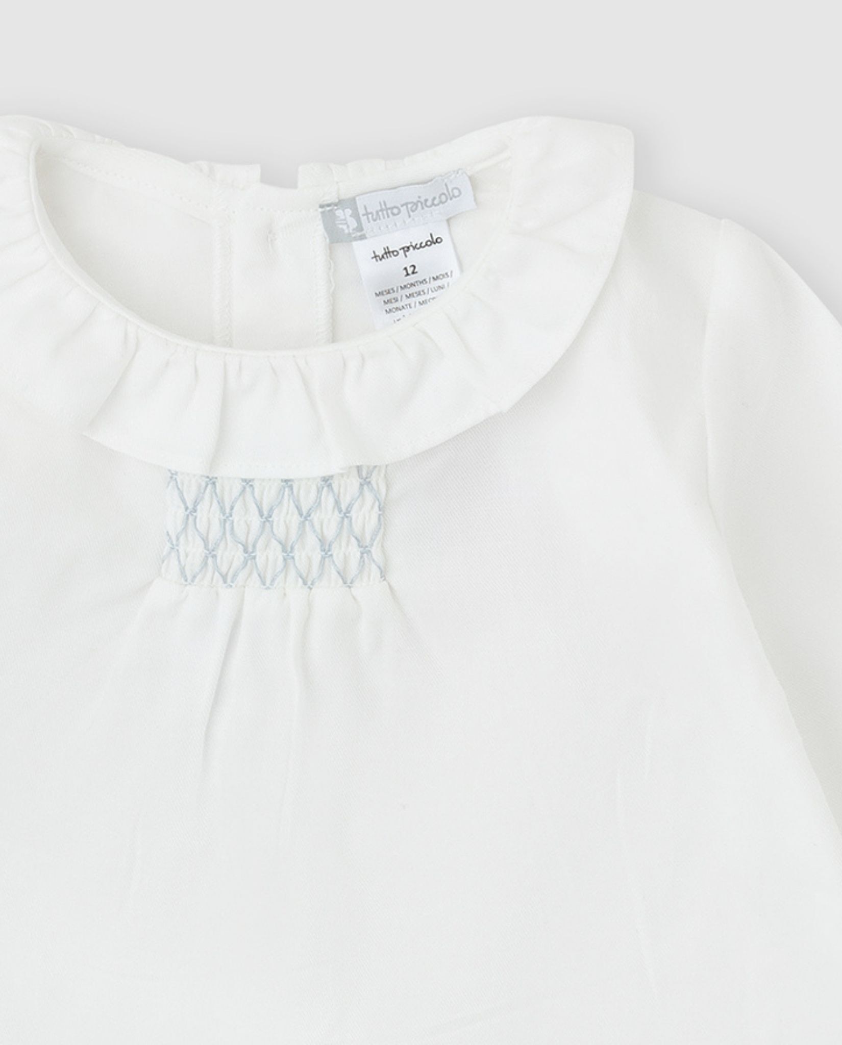 Blusón de niña de algodón con volante - Tutto Piccolo - Blanco roto Blanco roto-2