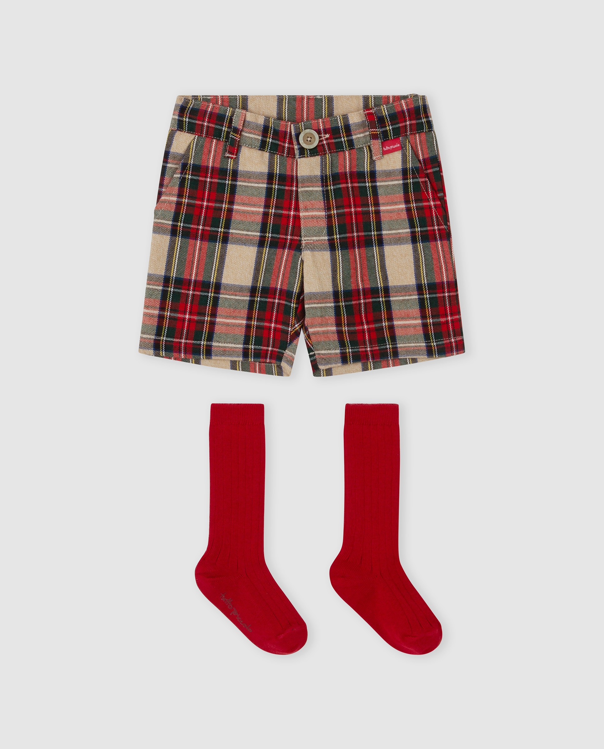 Imagen 0 de Bermuda de niño a cuadros con calcetines Rojo