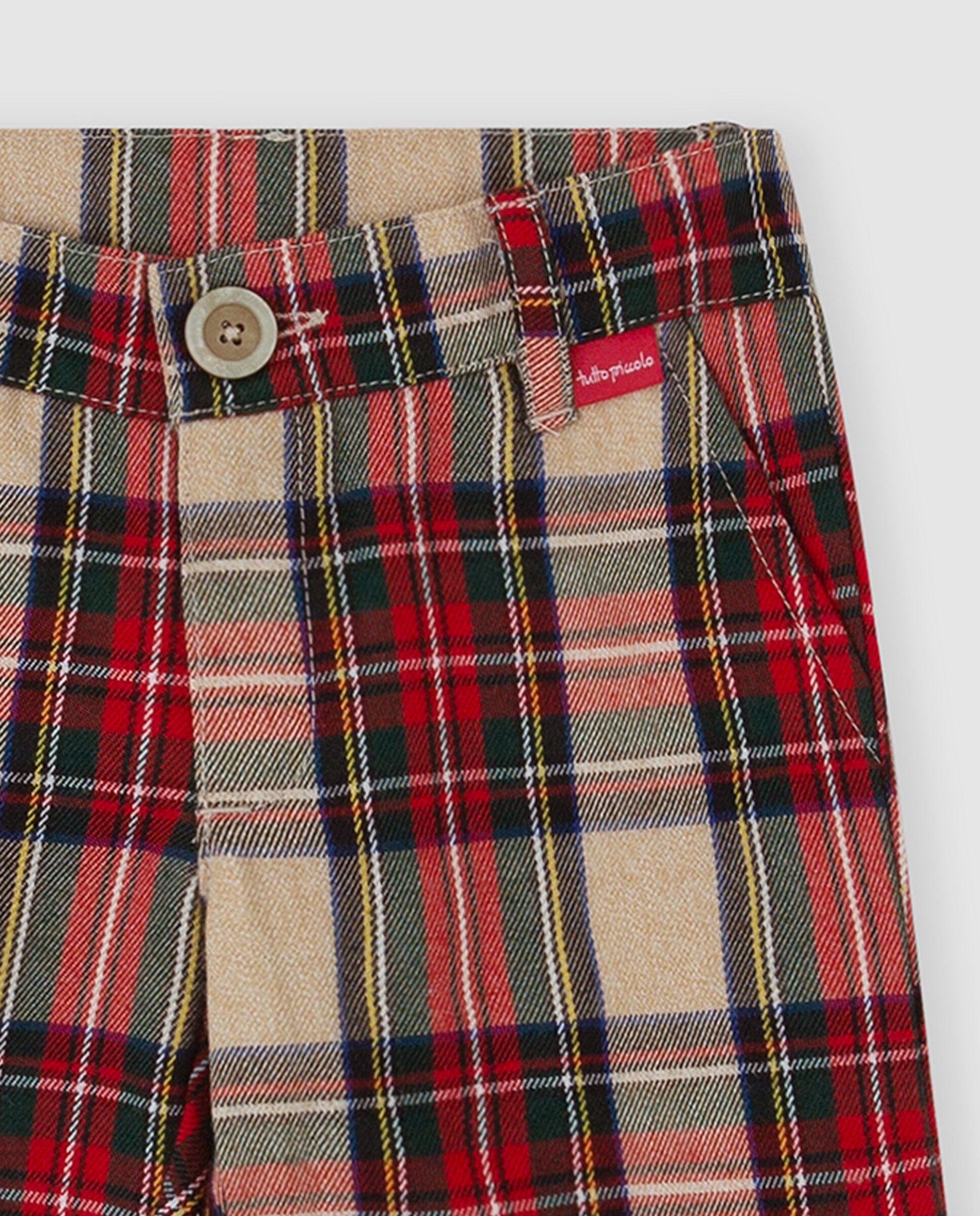 Bermuda de niño a cuadros con calcetines - Tutto Piccolo - Rojo Rojo-2