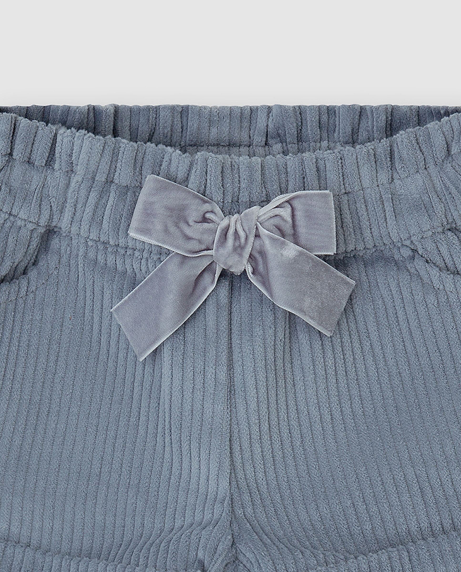 Short de niña de algodón con lazo y calcetines - Tutto Piccolo - Azul Azul-2