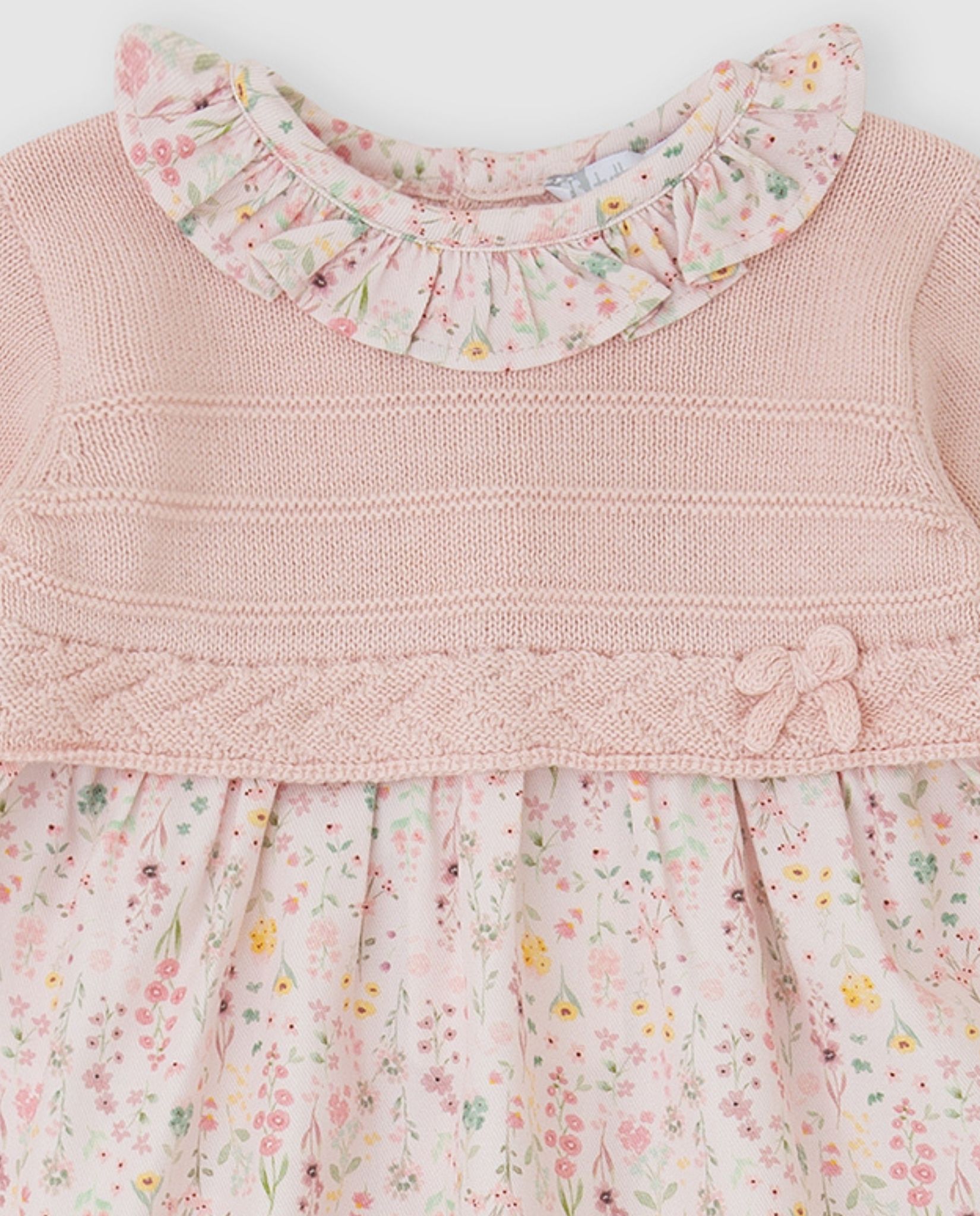 Vestido de bebé niña de flores con leotardos - Tutto Piccolo - Rosa Rosa-2