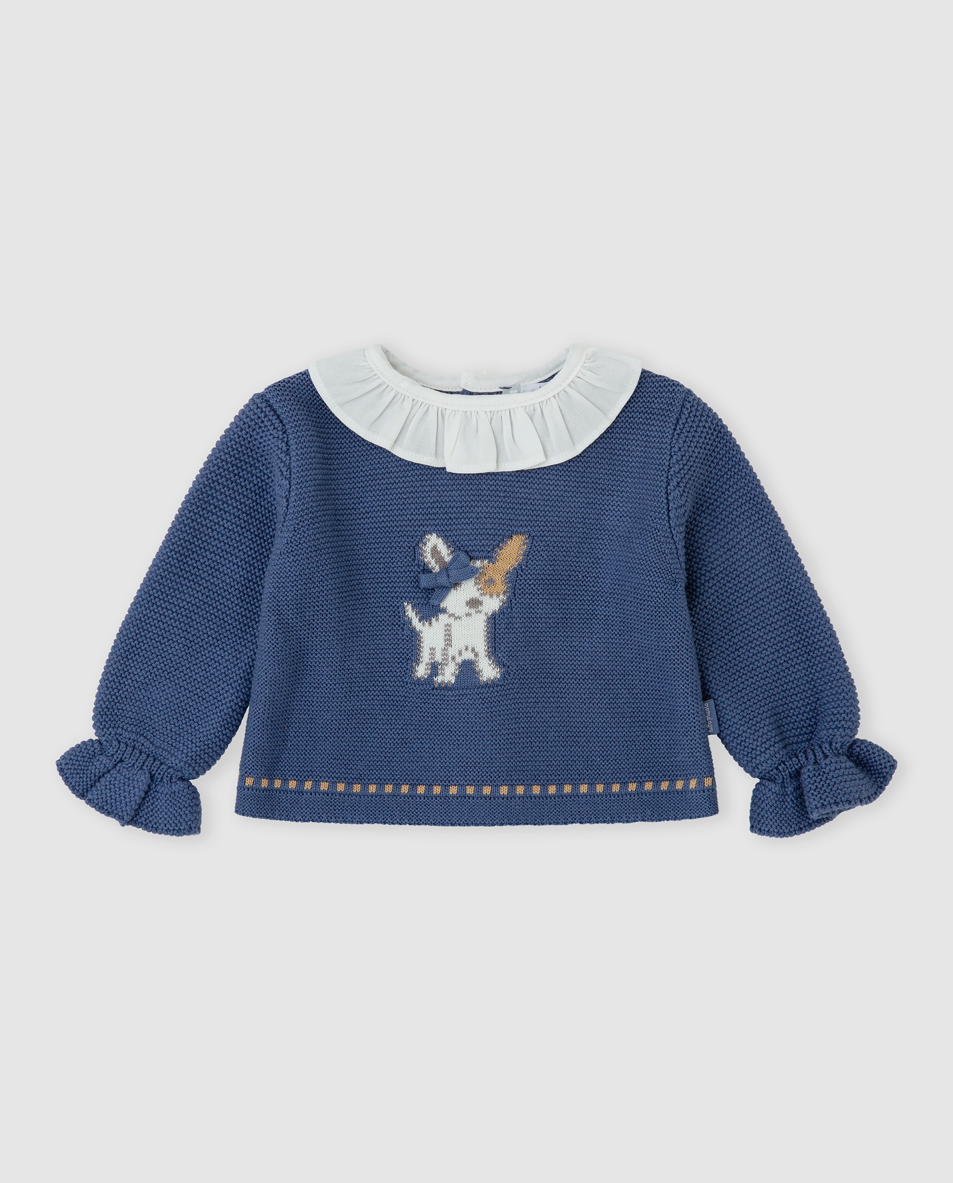 Jersey de bebé niña tricot con volantes - Tutto Piccolo - Azul marino Azul marino-1