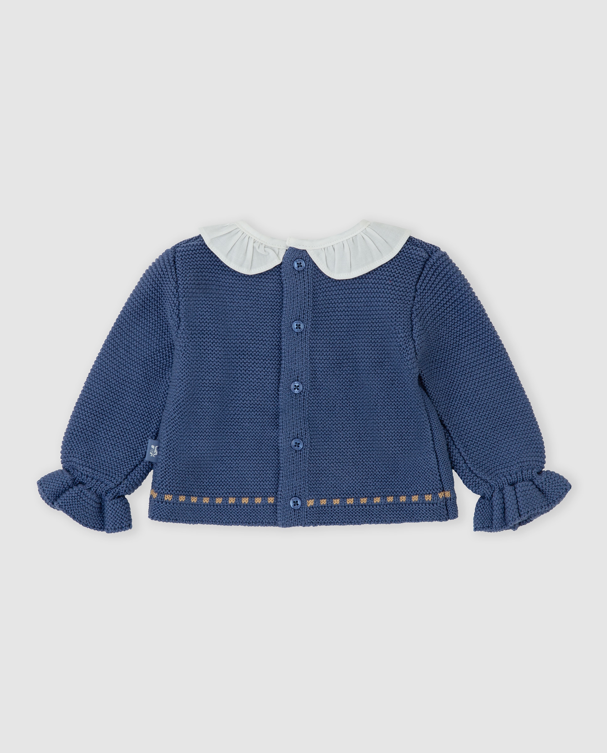 Jersey de bebé niña tricot con volantes - Tutto Piccolo - Azul marino Azul marino-3