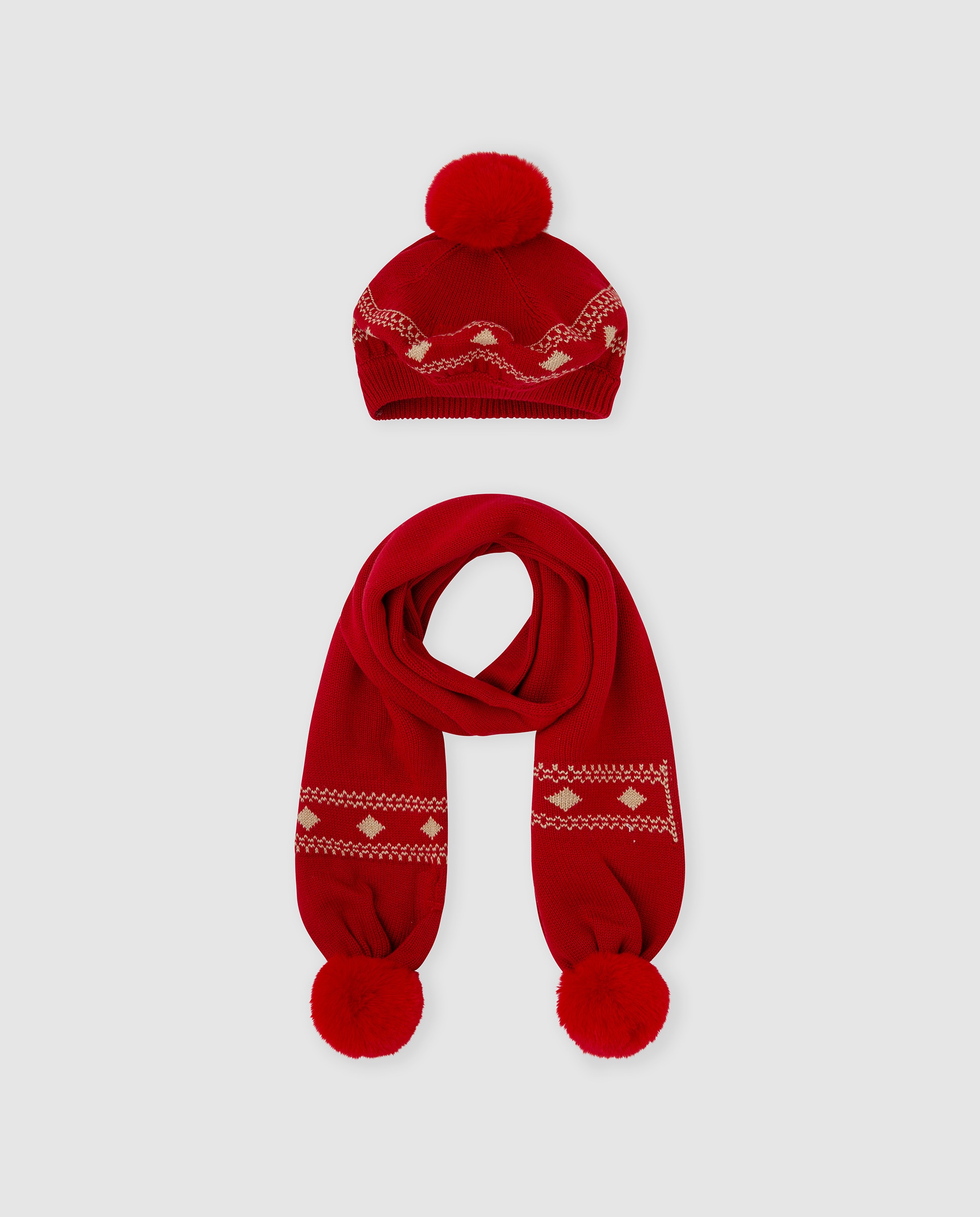 Conjunto de niña de boina y bufanda - Tutto Piccolo - Rojo Rojo-1