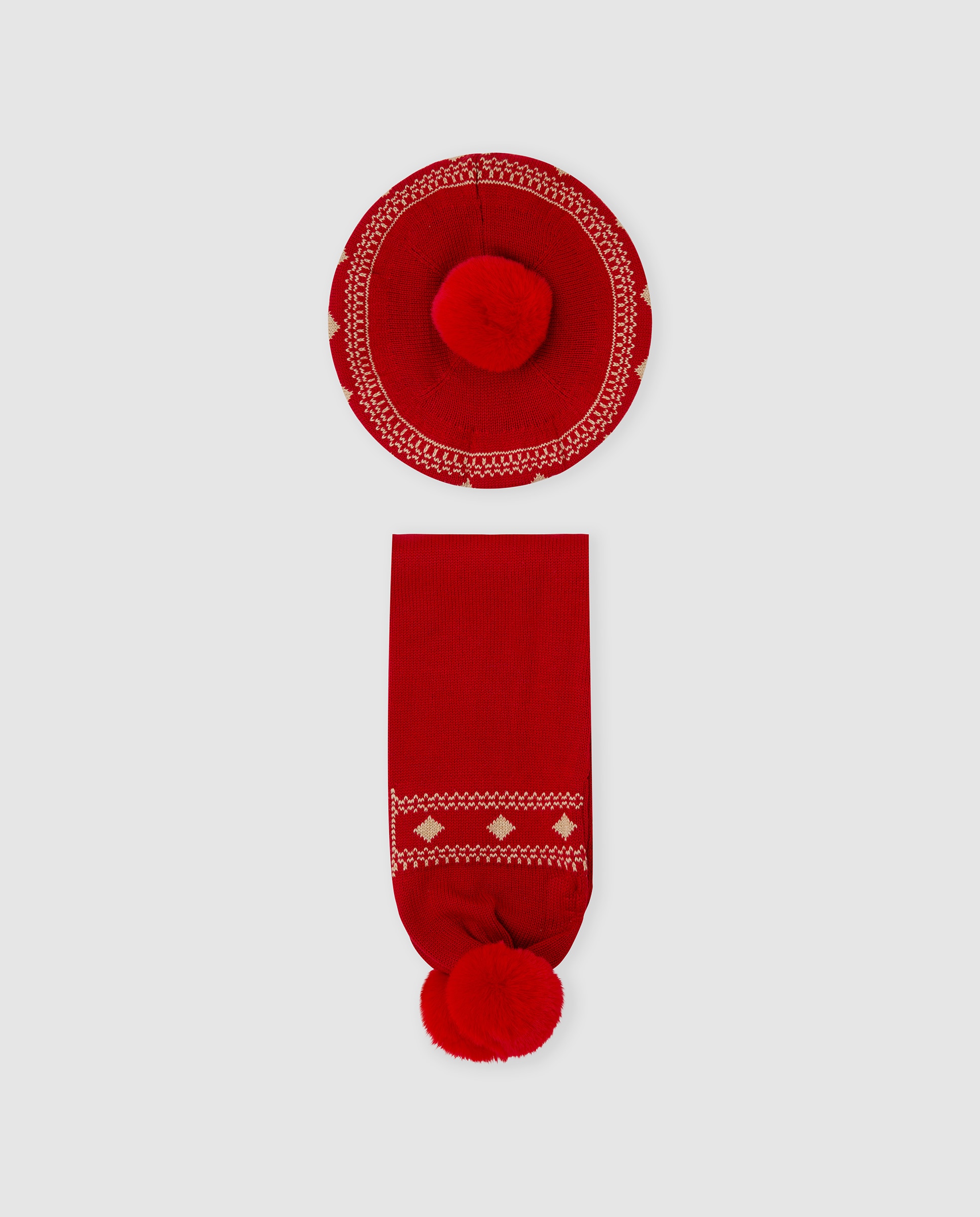 Conjunto de niña de boina y bufanda - Tutto Piccolo - Rojo Rojo-3