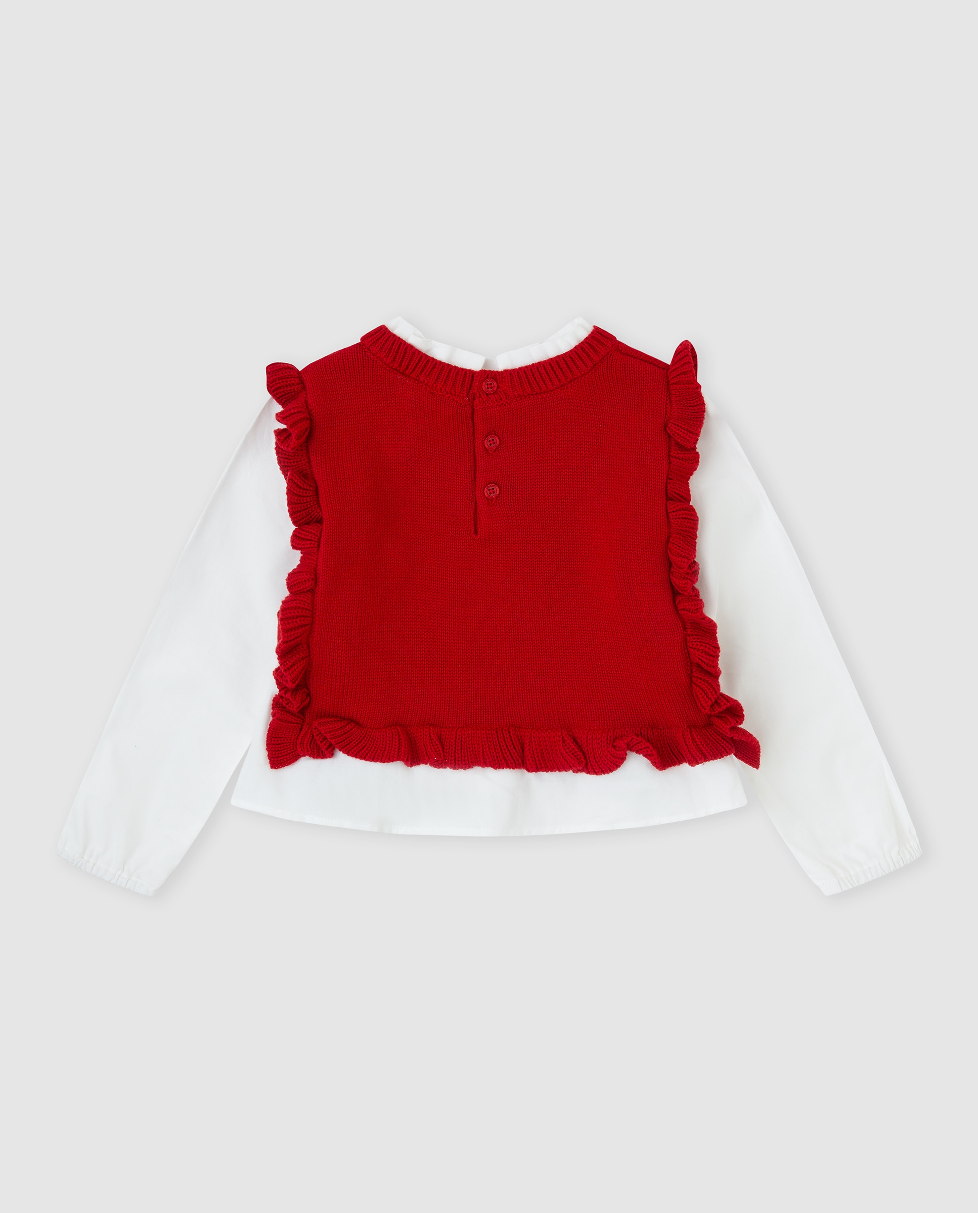 Imagen 3 de Jersey de niña tricot trenzado con lazos - Tutto Piccolo - Rojo Rojo