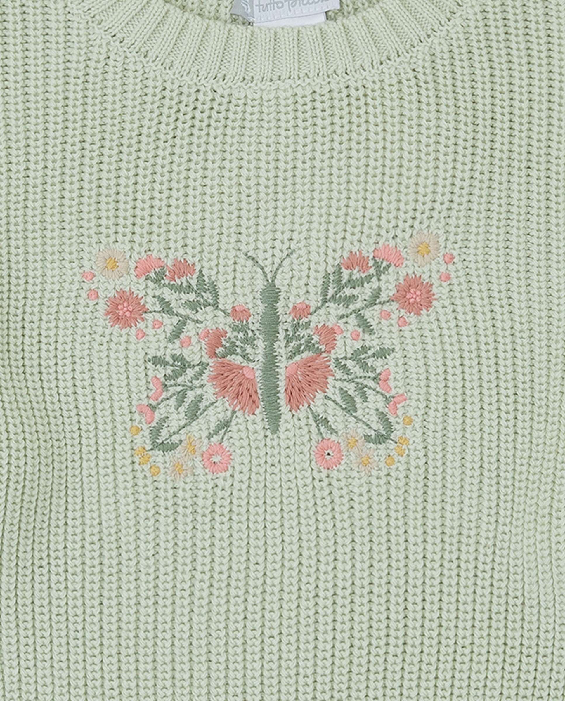 Imagen 3 de Jersey de niña tricot con volantes y mariposa - Tutto Piccolo - Verde Agua Verde Agua