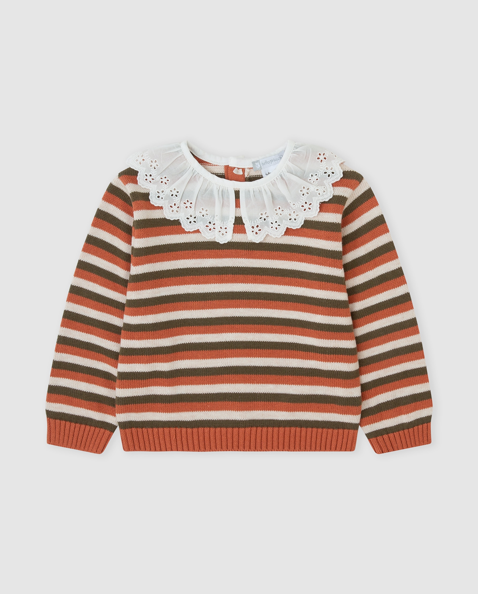 Imagen 0 de Jersey de niña tricot a rayas con volante Verde