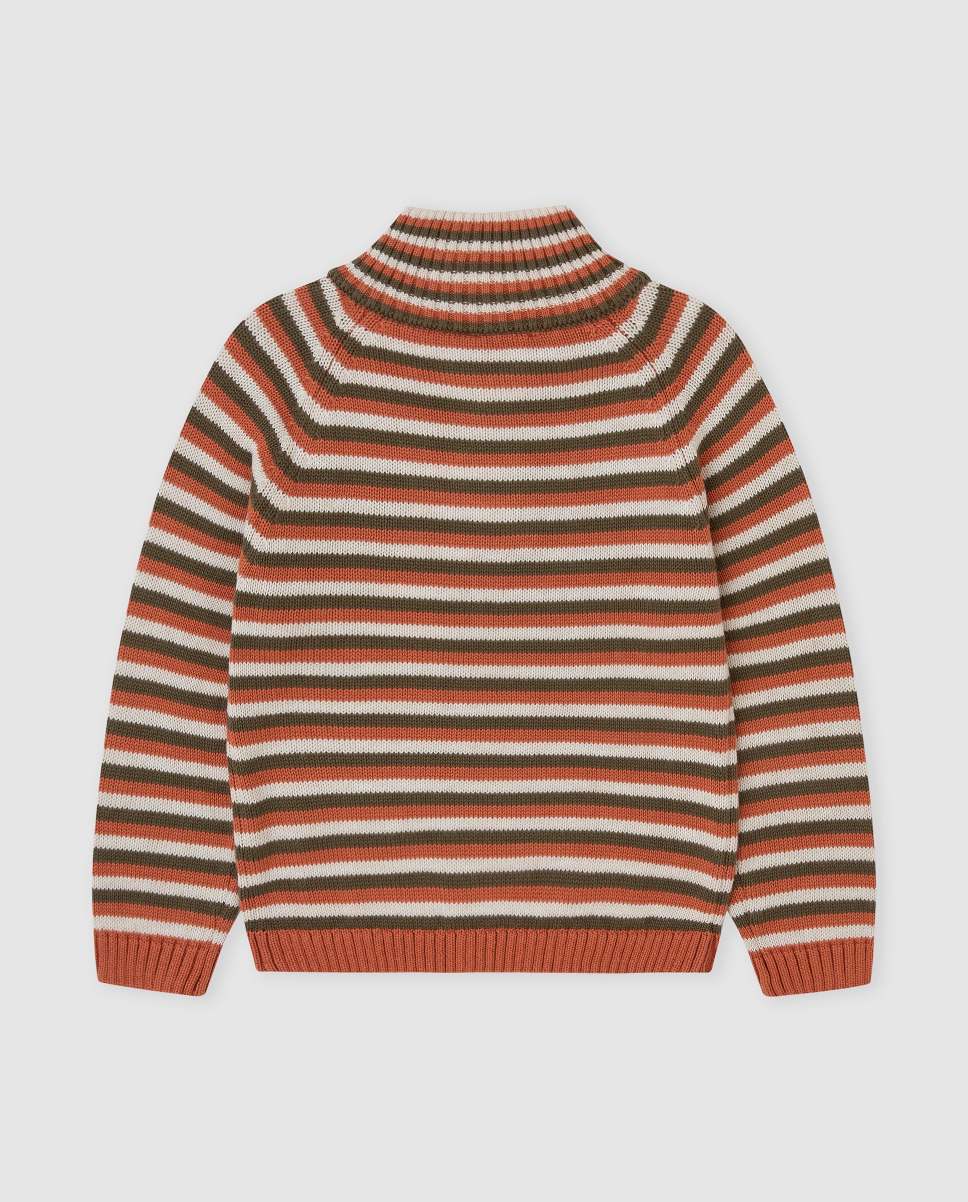 Jersey de niño tricot a rayas con cremallera - Tutto Piccolo - Verde Verde-3