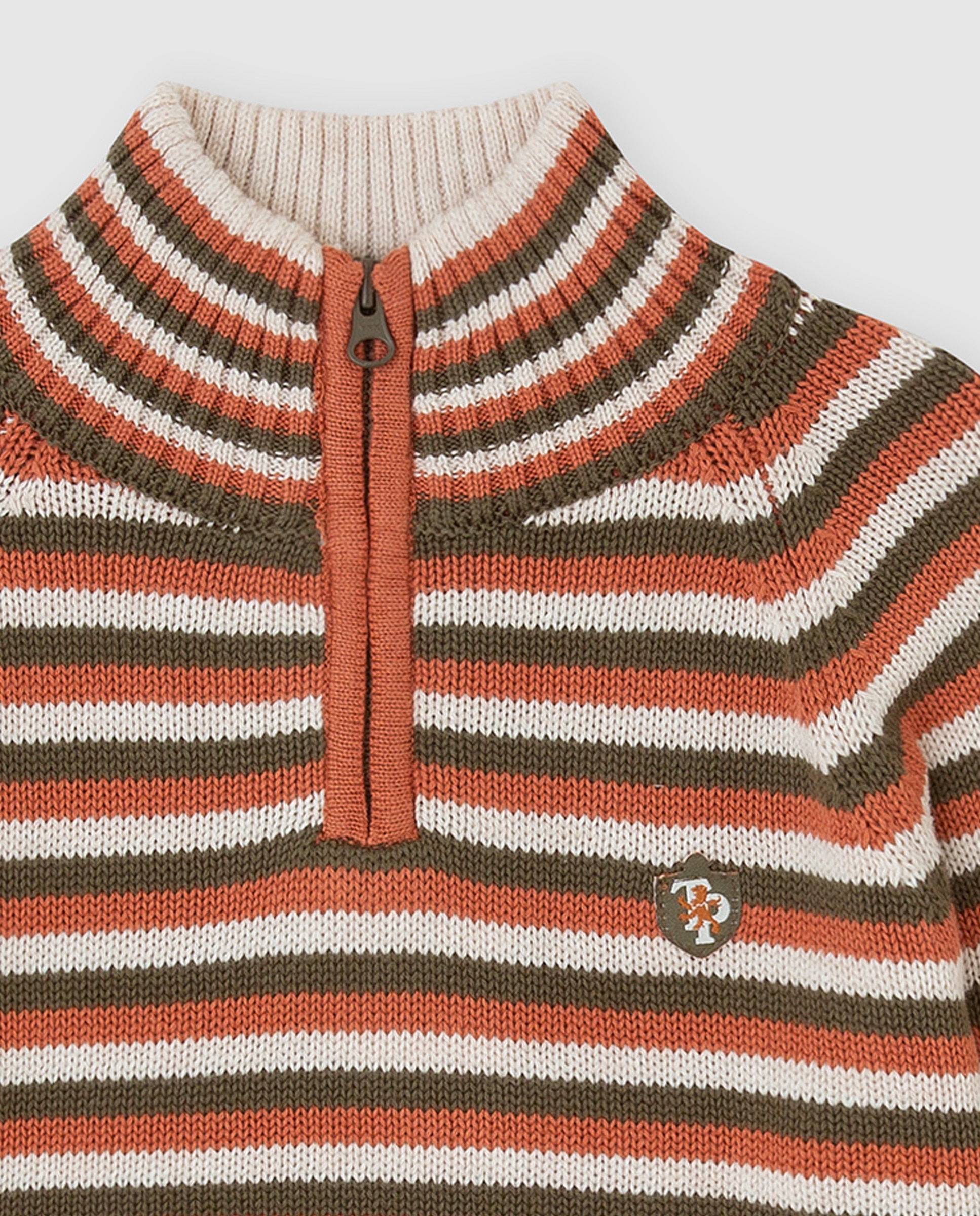 Jersey de niño tricot a rayas con cremallera - Tutto Piccolo - Verde Verde-2