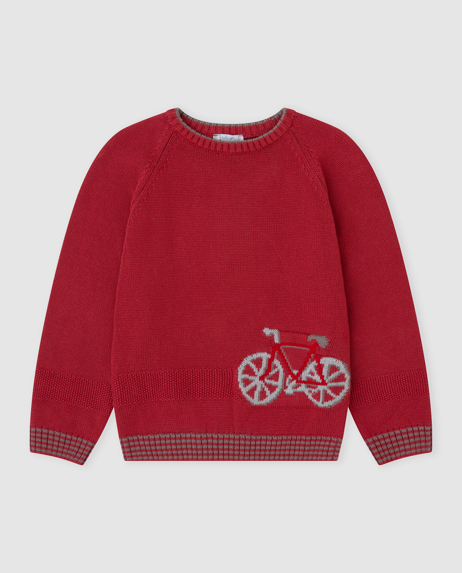 Jersey de niño tricot con bicicleta - Tutto Piccolo - Rojo Rojo-1