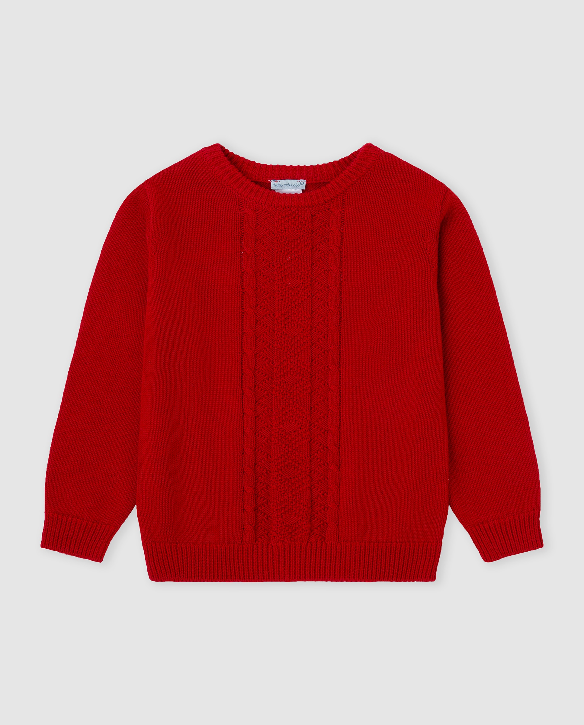 Jersey de niño tricot trenzado - Tutto Piccolo - Rojo Rojo-1