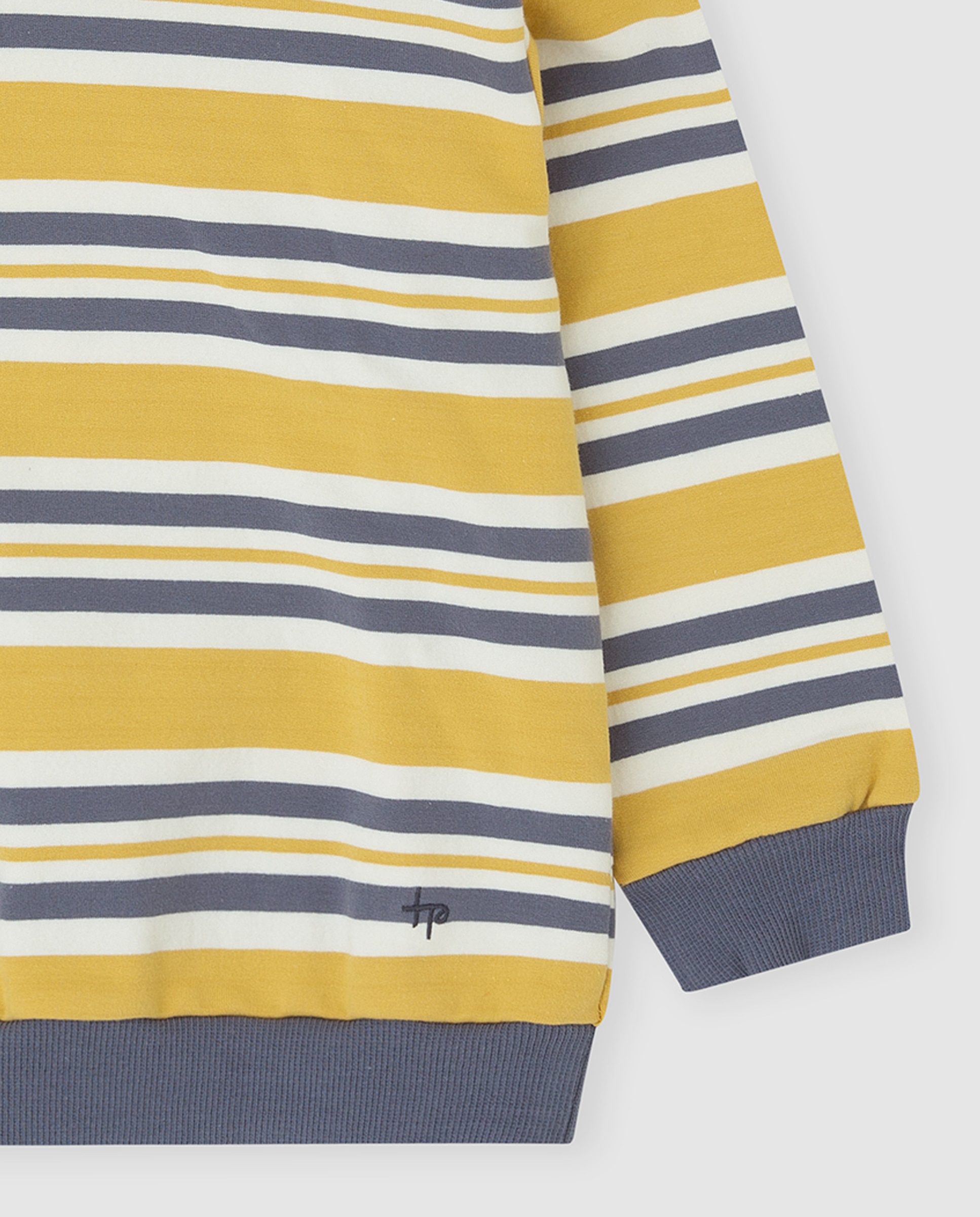 Sudadera de niño con capucha a rayas - Tutto Piccolo - Mostaza Mostaza-2