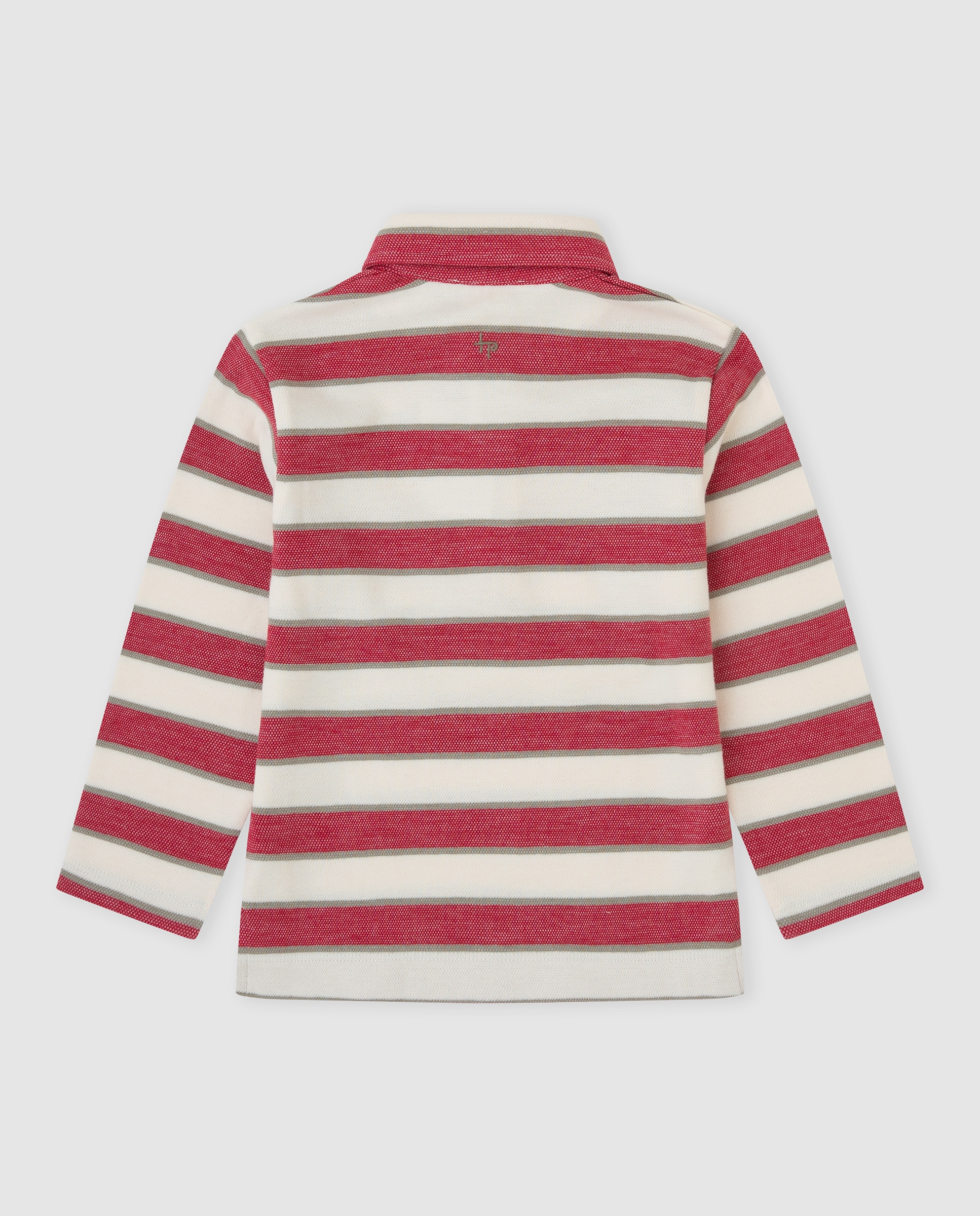 Polo de niño a rayas con botones - Tutto Piccolo - Rojo Rojo-3