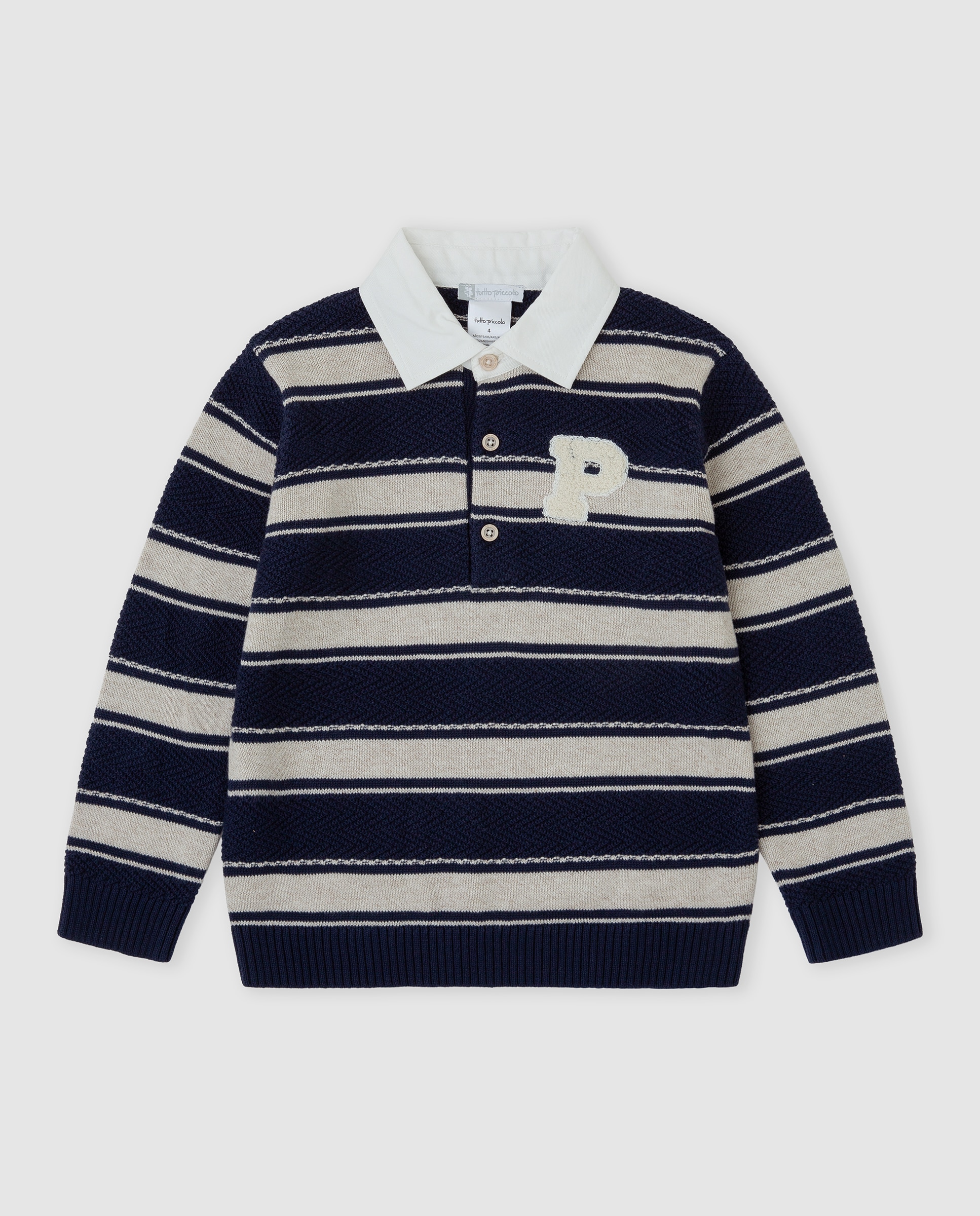 Imagen 0 de Polo de niño de manga larga a rayas Azul marino