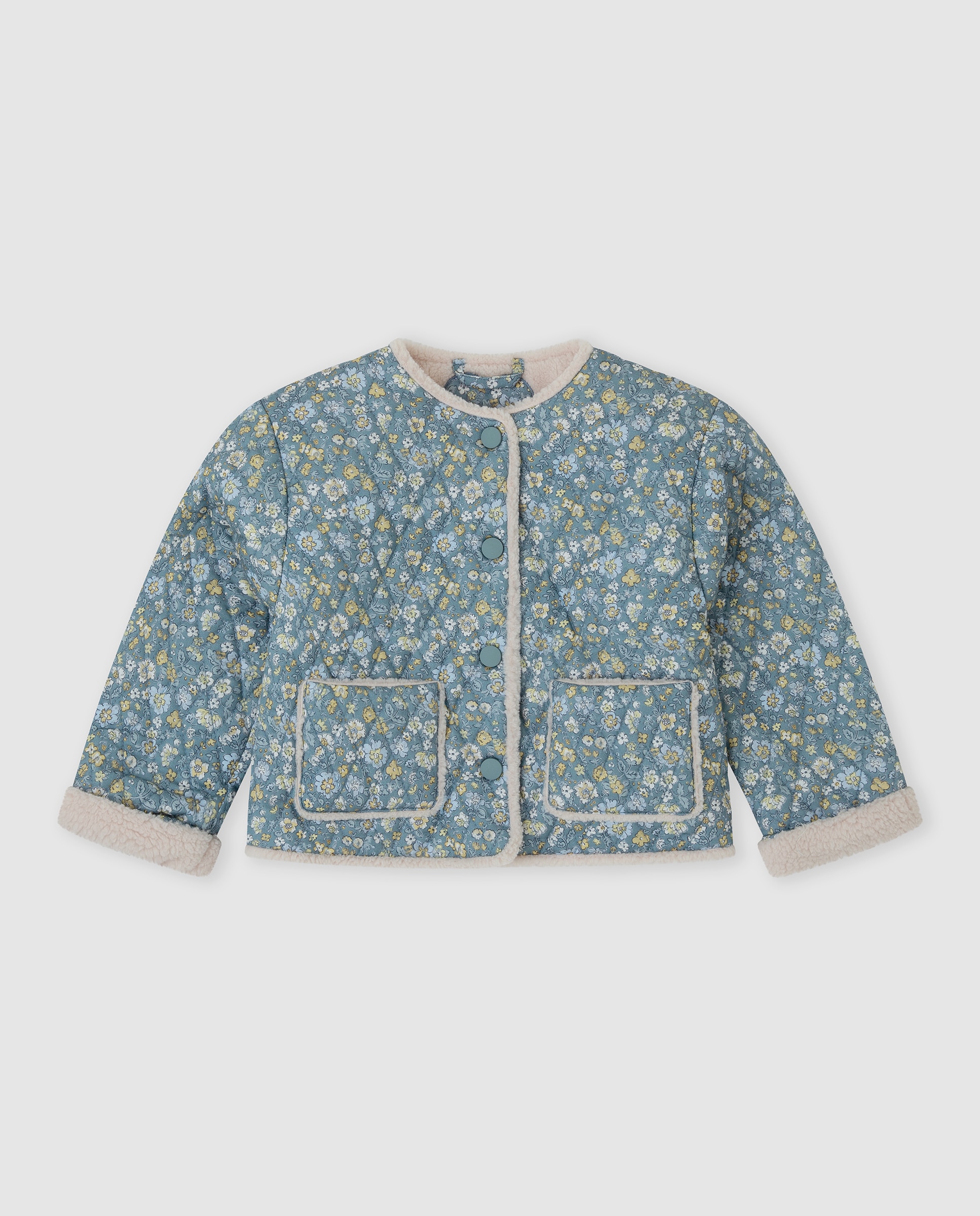 Imagen 0 de Chaqueta de niña de flores forrada con borreguito Azul